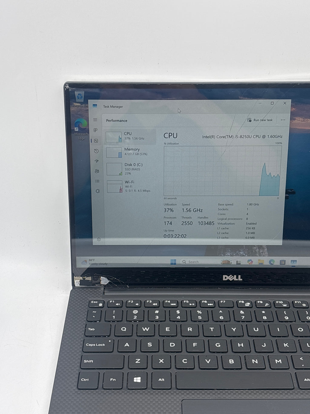 Dell XPS 13 9360 13.3" Intel Core i5-8250U 8GB RAM 128GB SSD - For Parts