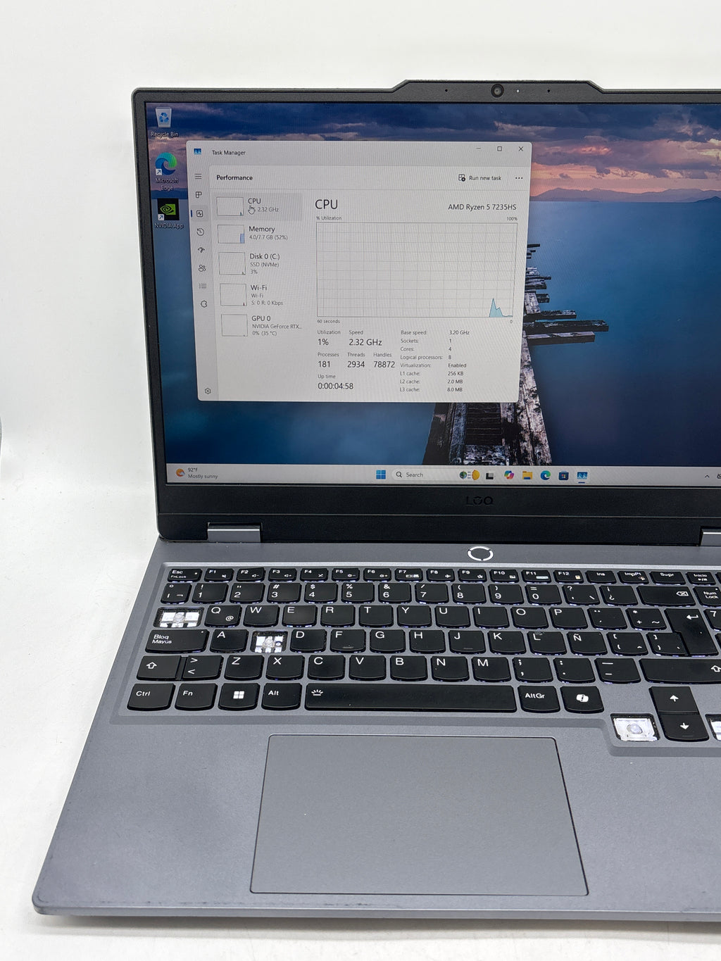 Lenovo LOQ 15ARP9 15" AMD Ryzen 5 7235HS 8GB RAM 512GB SSD RTX 3050 - READ