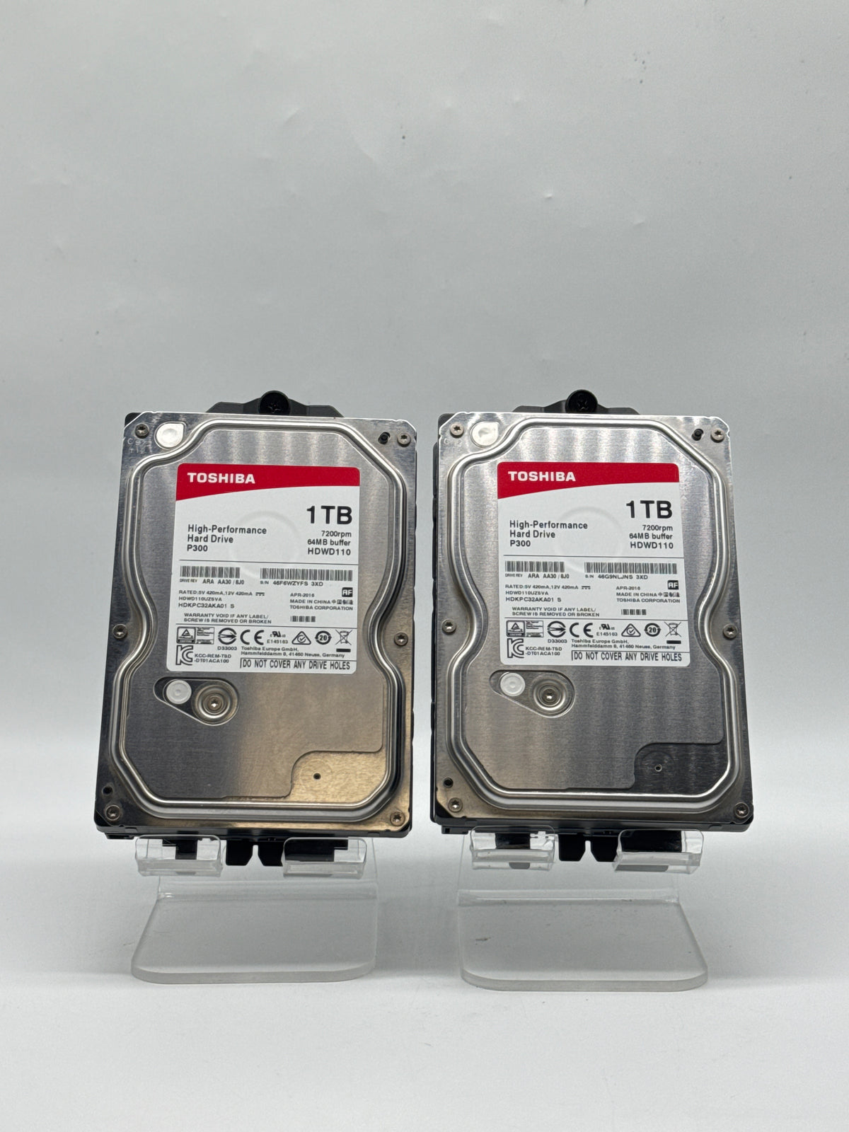 Toshiba P300 HDWD110 2TB Total 3.5in SATA III 7200RPM Internal HDD Pair - Used