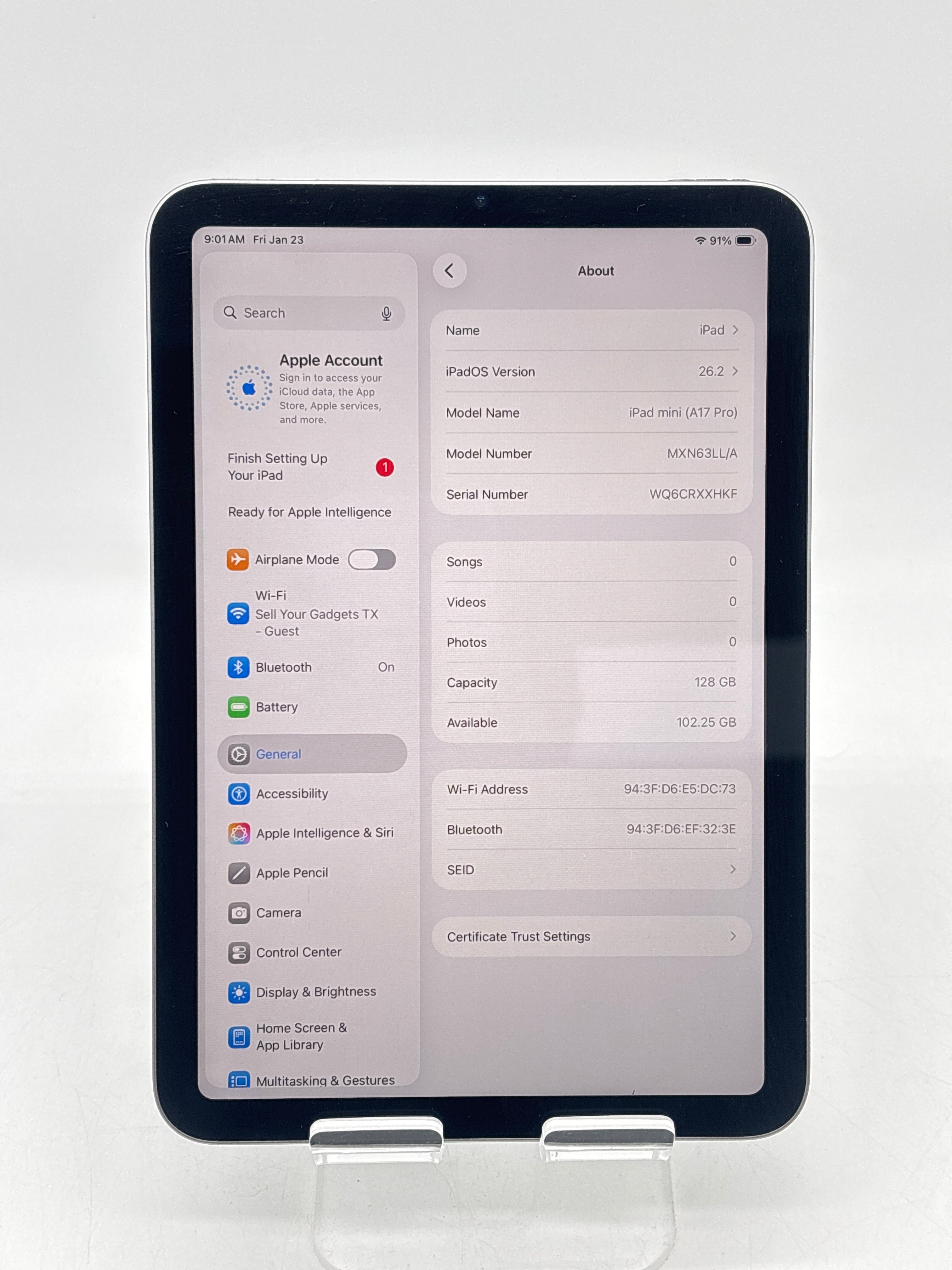 Apple iPad Mini A17 Pro 128 GB Space Gray Wi-Fi A2993