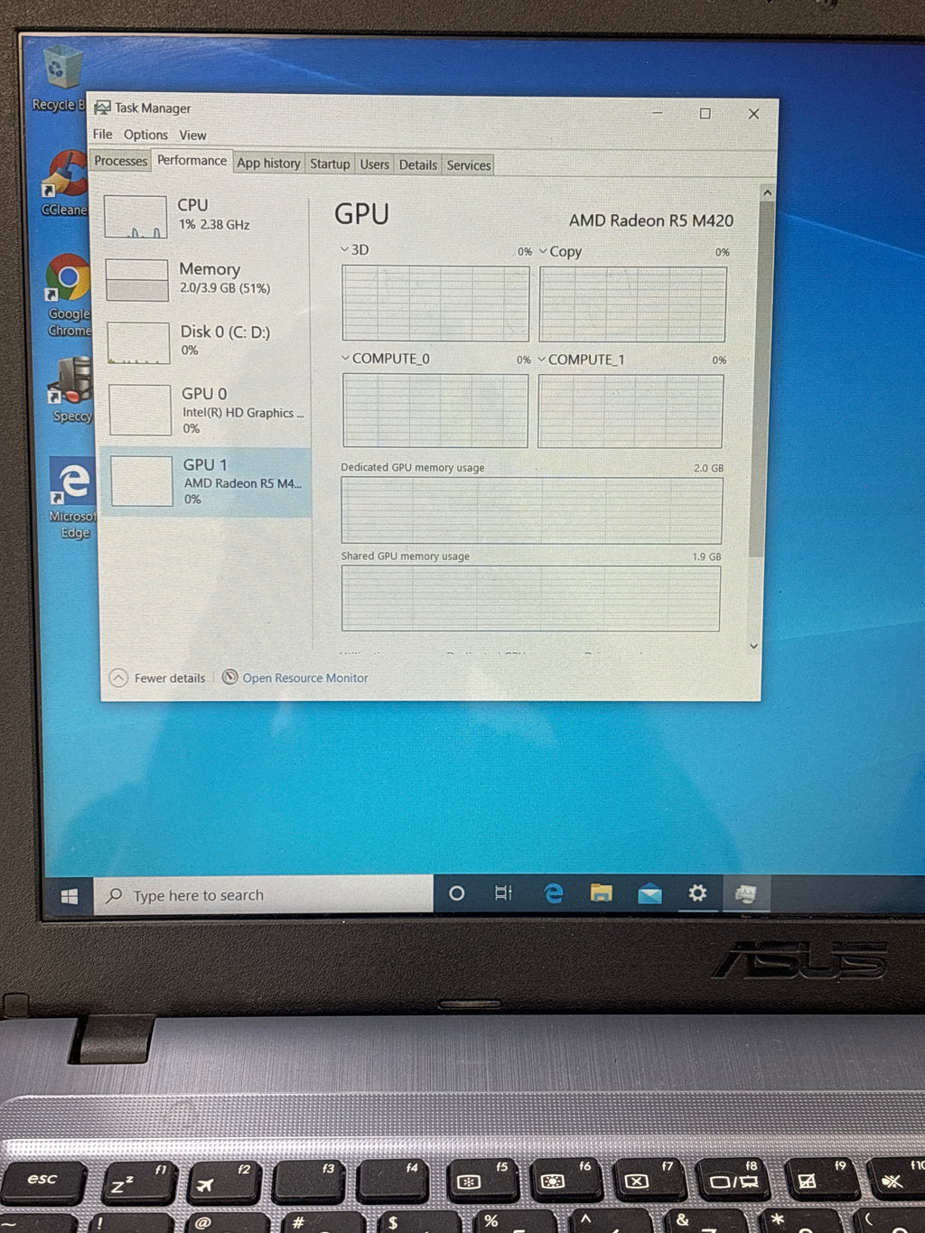 Asus A540U i3-7100U 4GB RAM 512GB SSD - For Parts (Bad Battery)