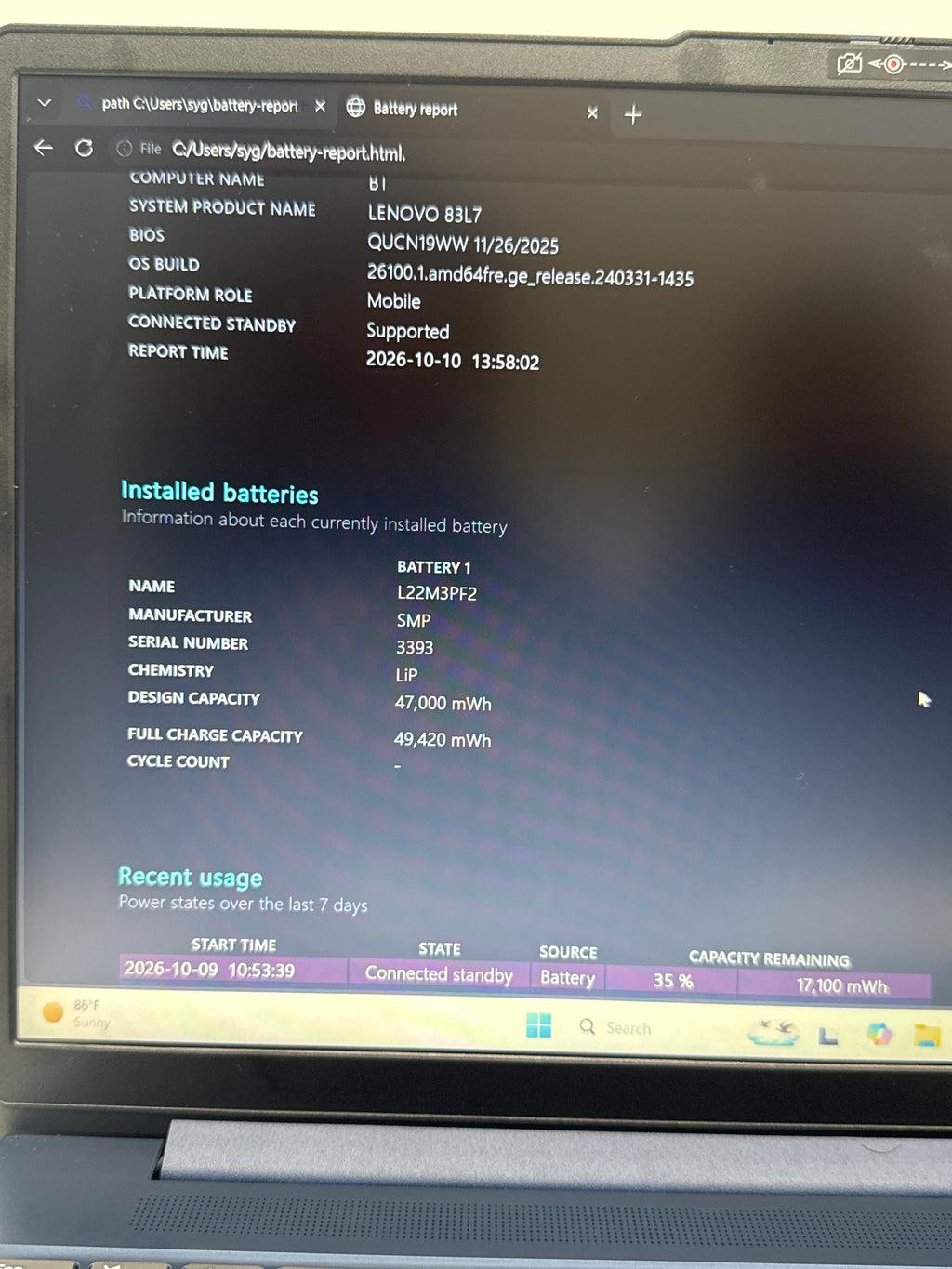 Lenovo IdeaPad Slim 3 15ITN9 Intel N150 8GB RAM 128GB SSD 15in Blue - Used