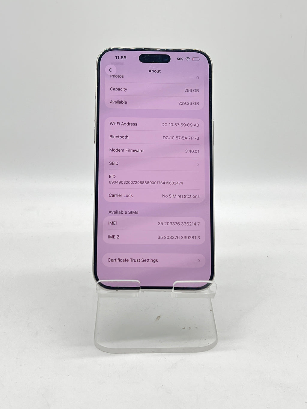 Apple iPhone 15 Pro Max 256GB Unlocked White - For Parts (Cracked Back)