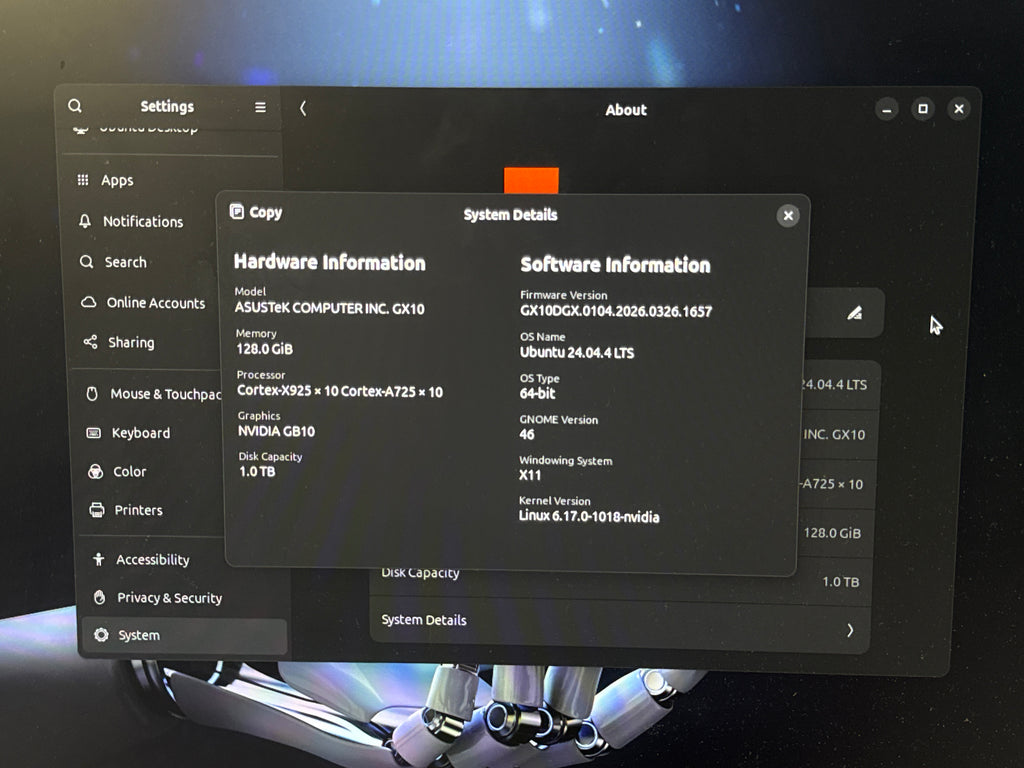 ASUS Ascent GX10 Cortex-X925 128GB RAM 1TB SSD Nvidia GB10 - New Open Box