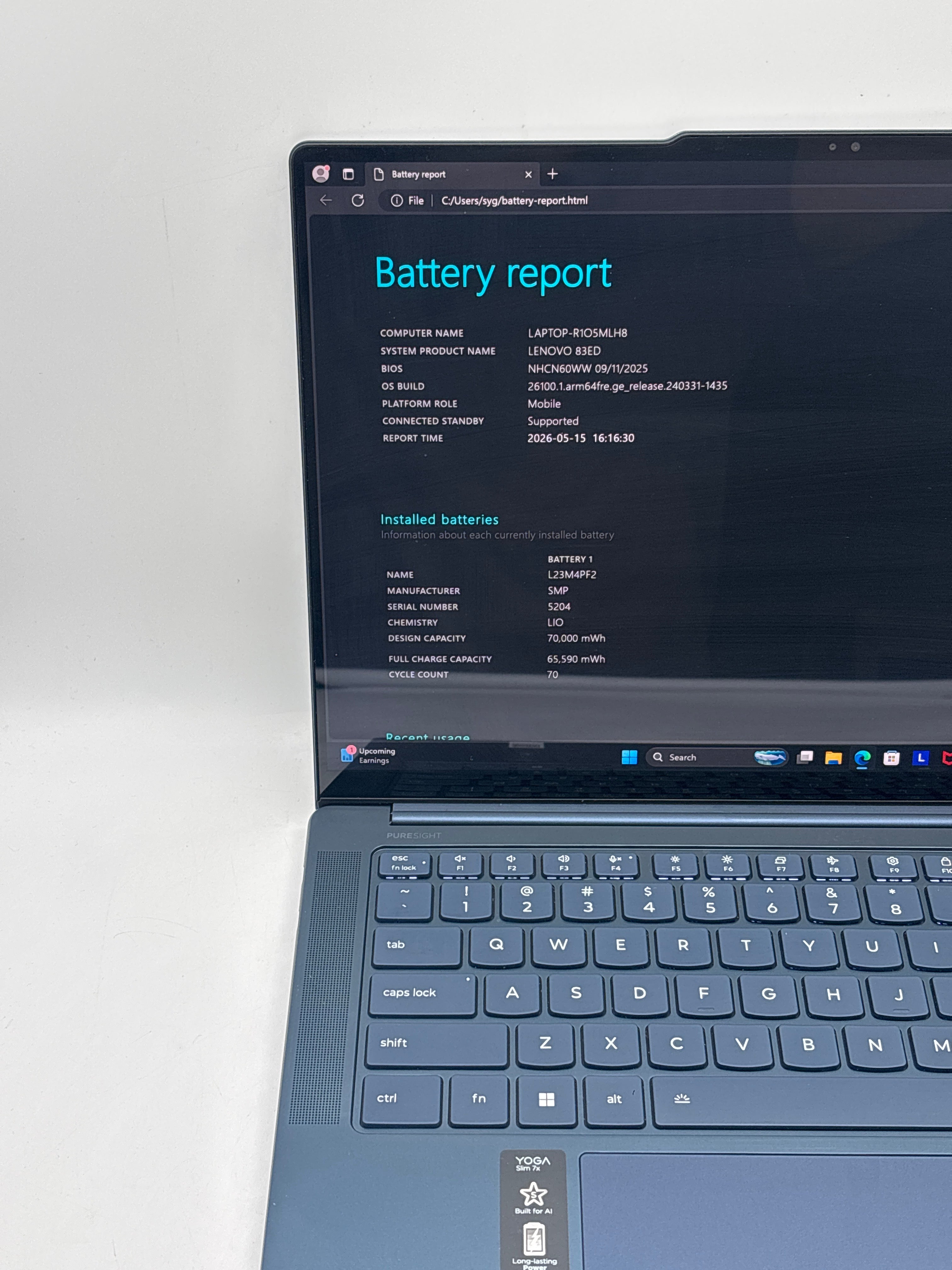 Lenovo Yoga Slim 7 14Q8X9 Snapdragon X Elite X1E78100 16GB RAM 512GB SSD