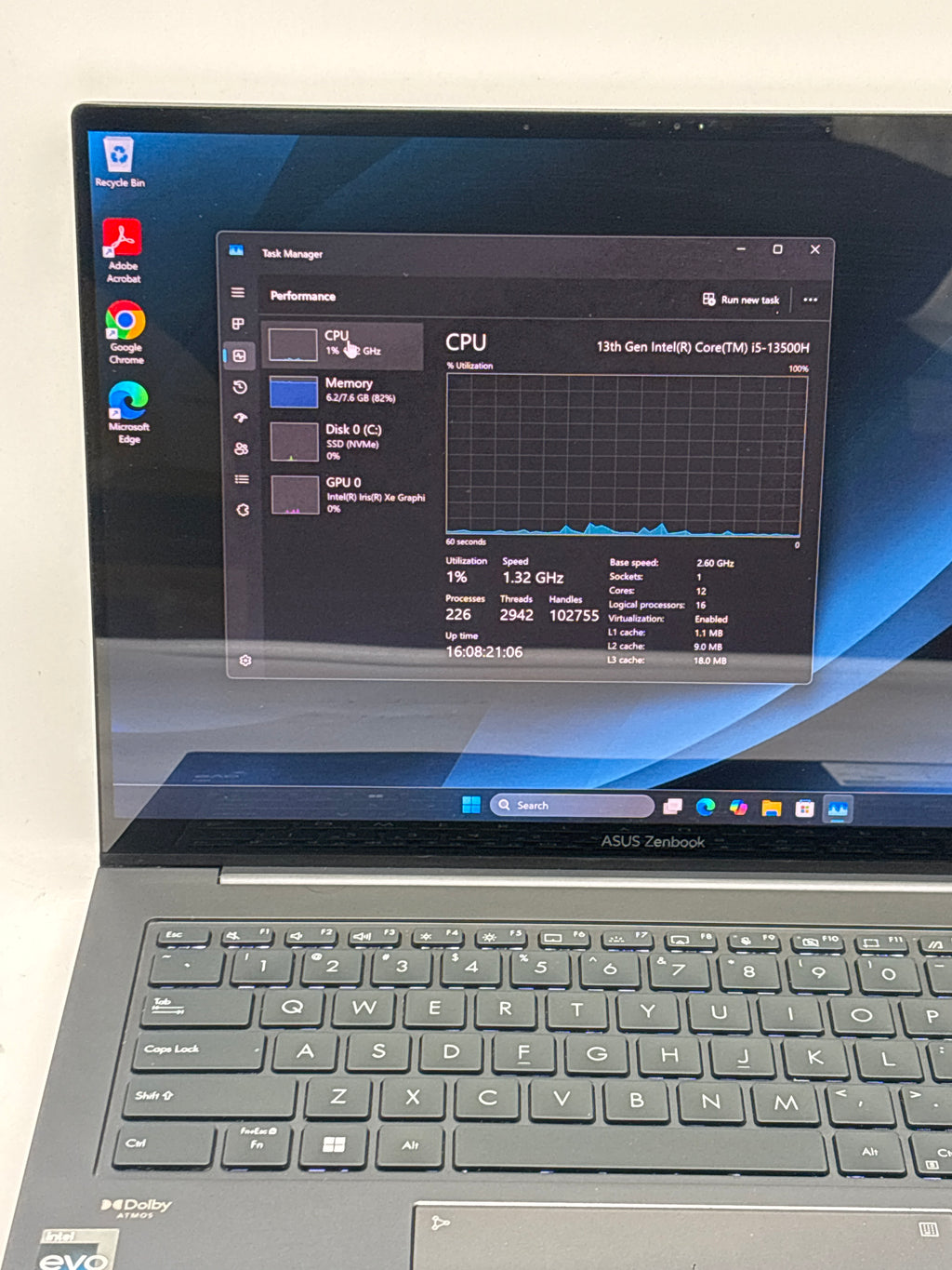 Asus Q410V 14" Intel Core i5-13500H 8GB RAM 512GB SSD Touchscreen Blue - Used