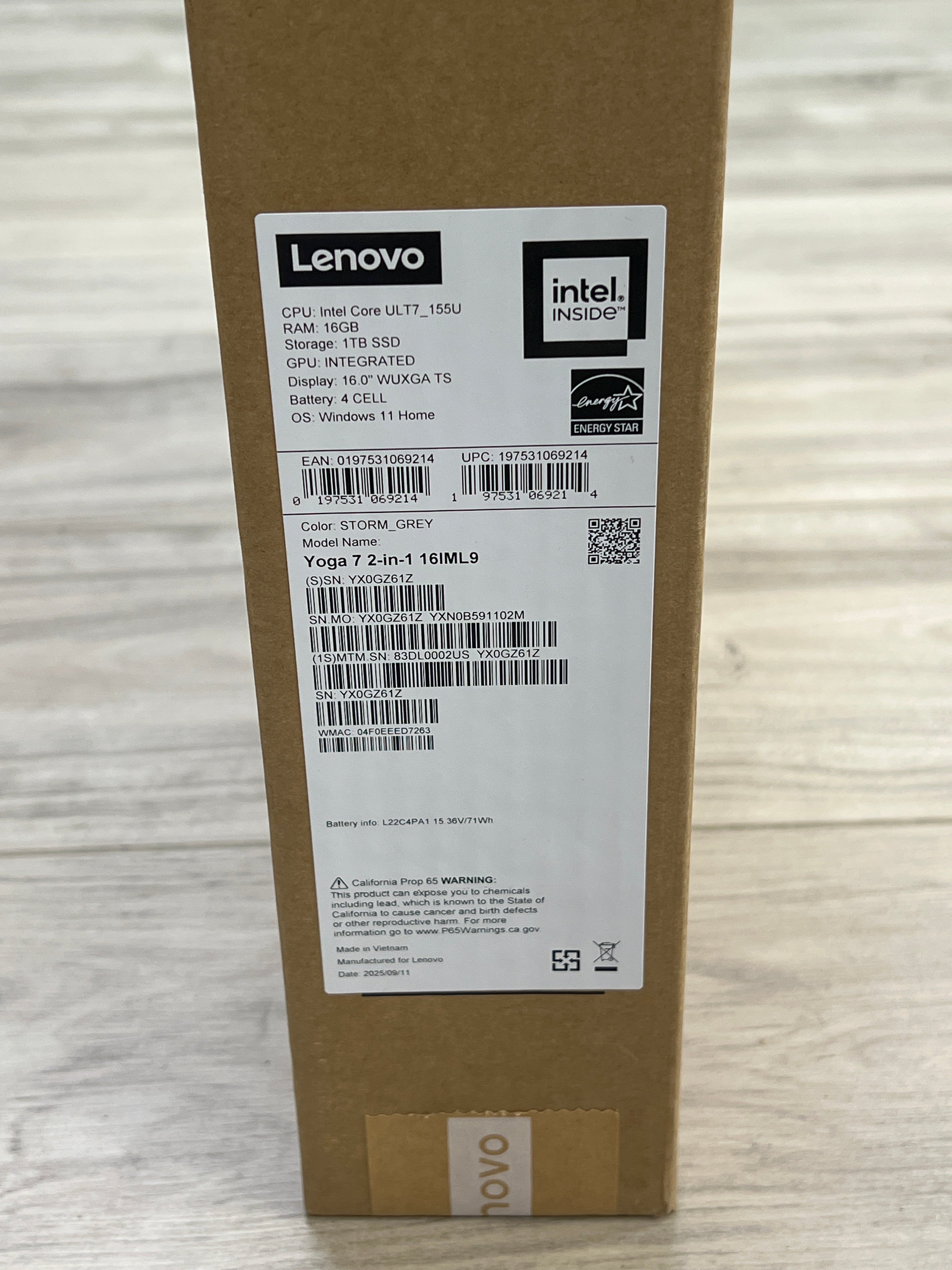 Lenovo Yoga 7 2-in-1 16-inch Intel Laptop Ultra 7 16GB RAM 1TB SSD - New In Box