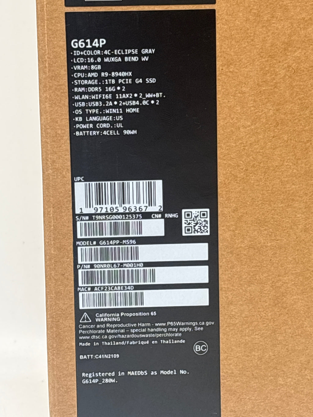 ASUS ROG Strix G16  WUXGA 165Hz AMD Ryzen 9 8940HX NVIDIA RTX 5070 1TB SSD 32GB RAM