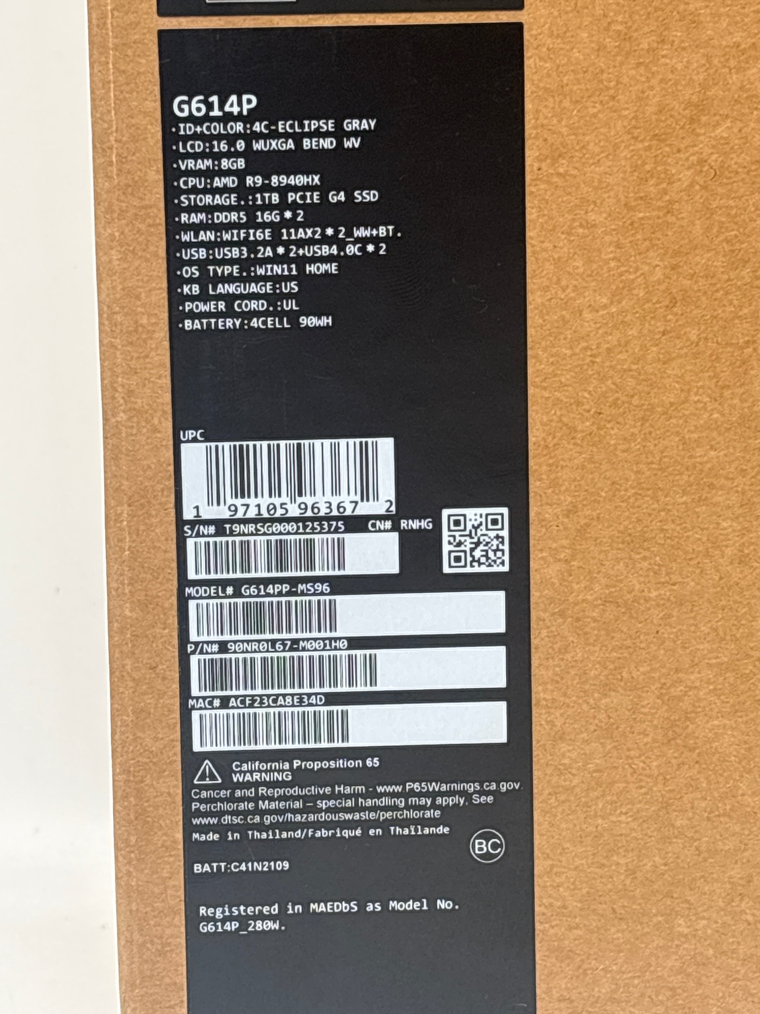 ASUS ROG Strix G16  WUXGA 165Hz AMD Ryzen 9 8940HX NVIDIA RTX 5070 1TB SSD 32GB RAM