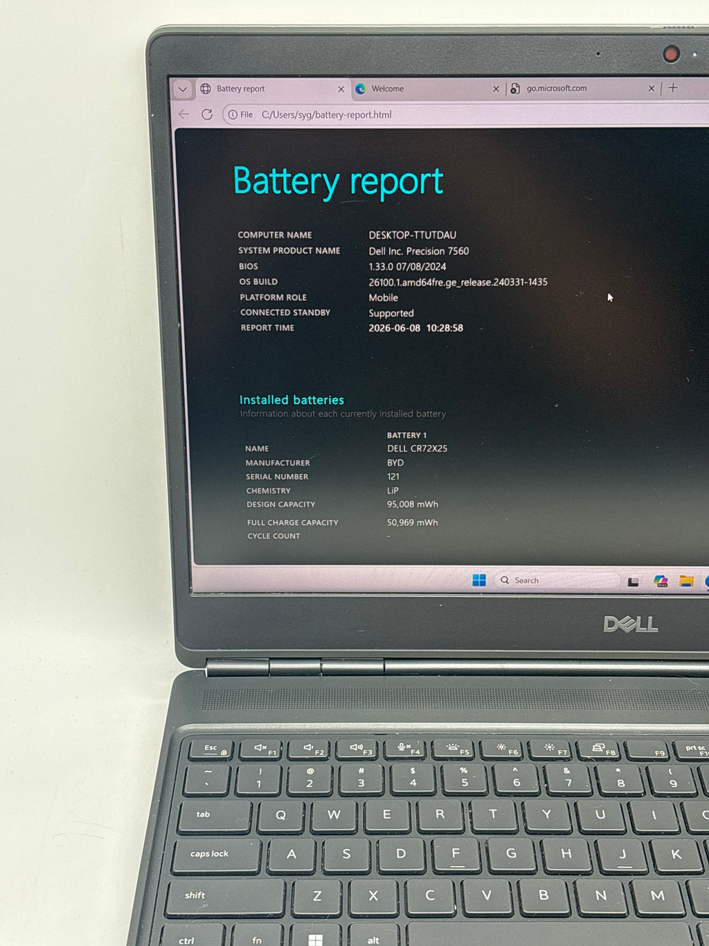 Dell Precision 7560 i7-11850H 32GB RAM 512GB SSD NVIDIA T1200 - Remotely Managed