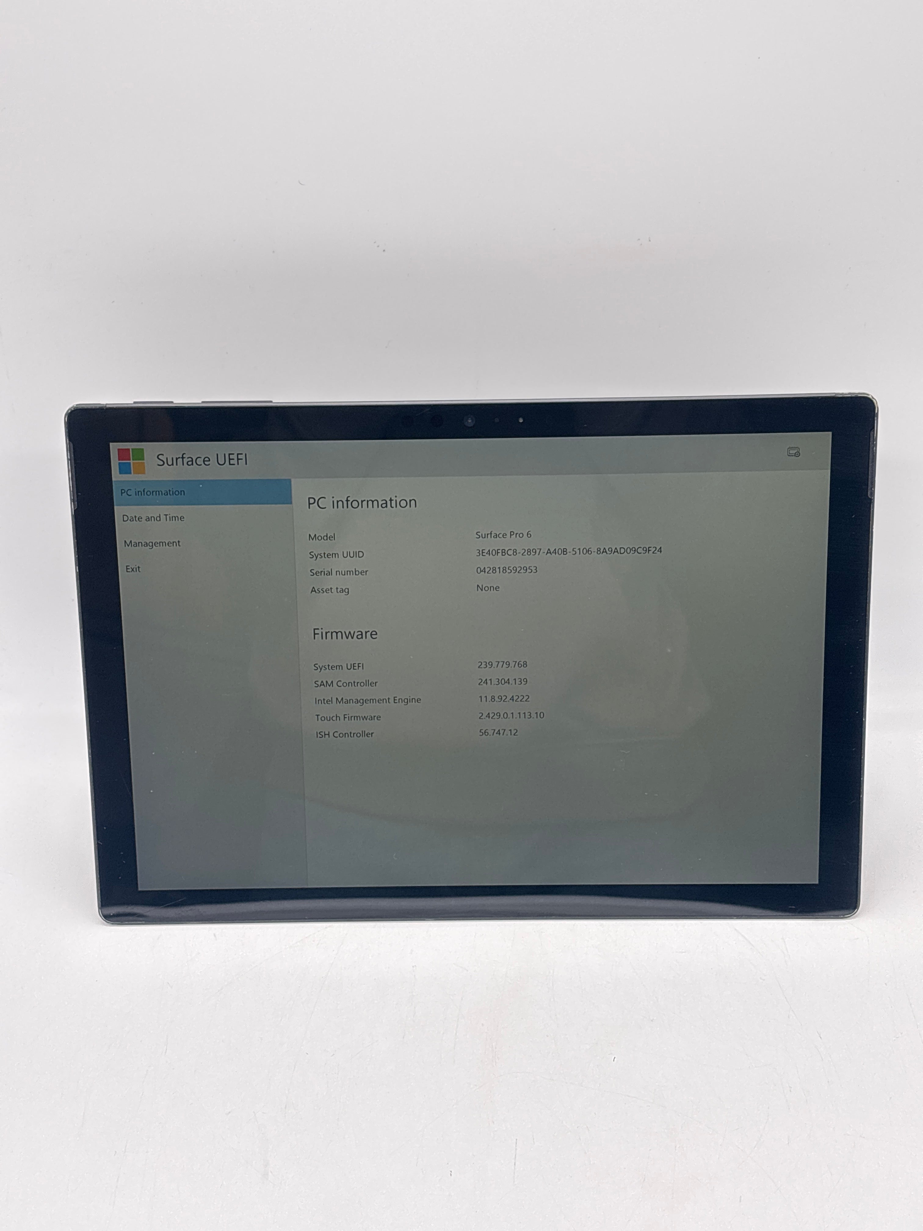 Microsoft Surface Pro 6 1796 i7-8650U 8GB 256GB SSD - Bios Locked