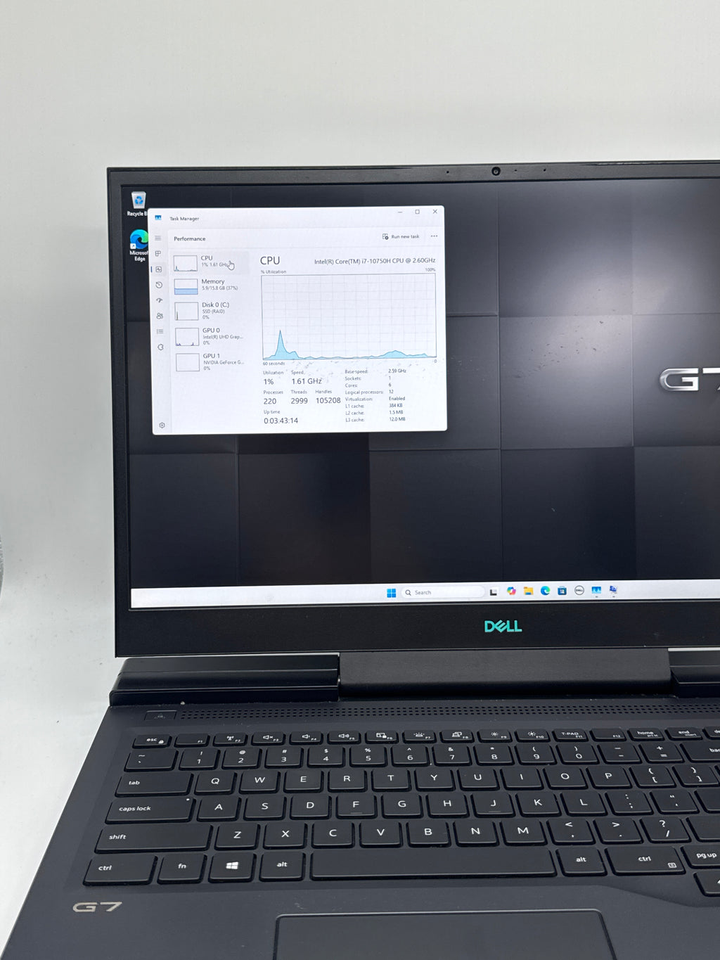 Dell G7 7700 i7-10750H 16GB RAM 512GB SSD GTX 1660 Ti - Bad Battery