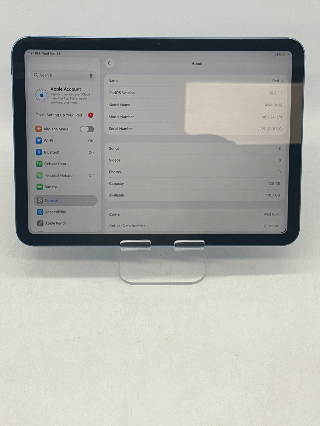 Apple iPad (11th Gen) A16 128GB Cellular MD7G4LL/A  - Used