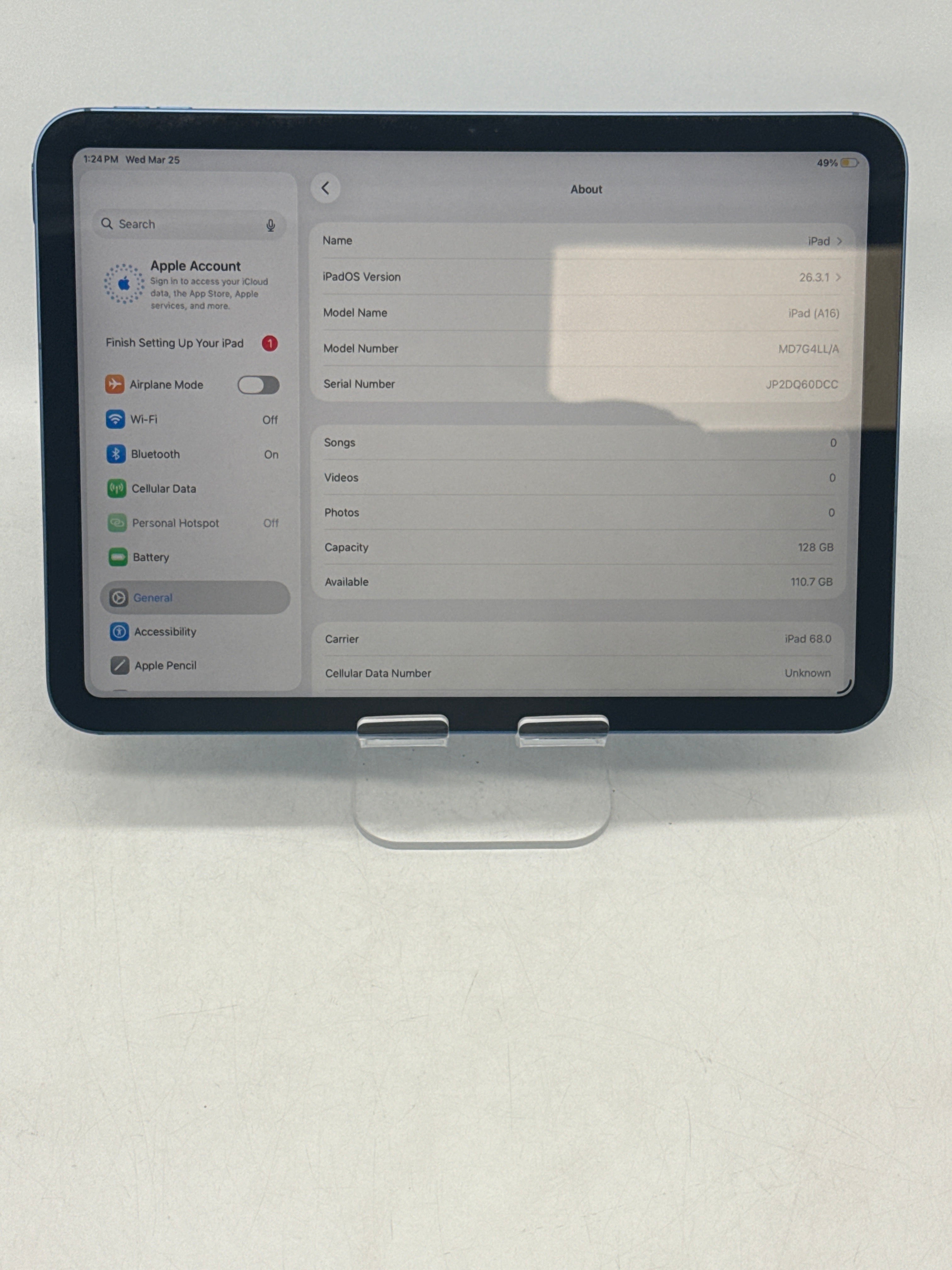 Apple iPad (11th Gen) A16 128GB Cellular MD7G4LL/A  - Used