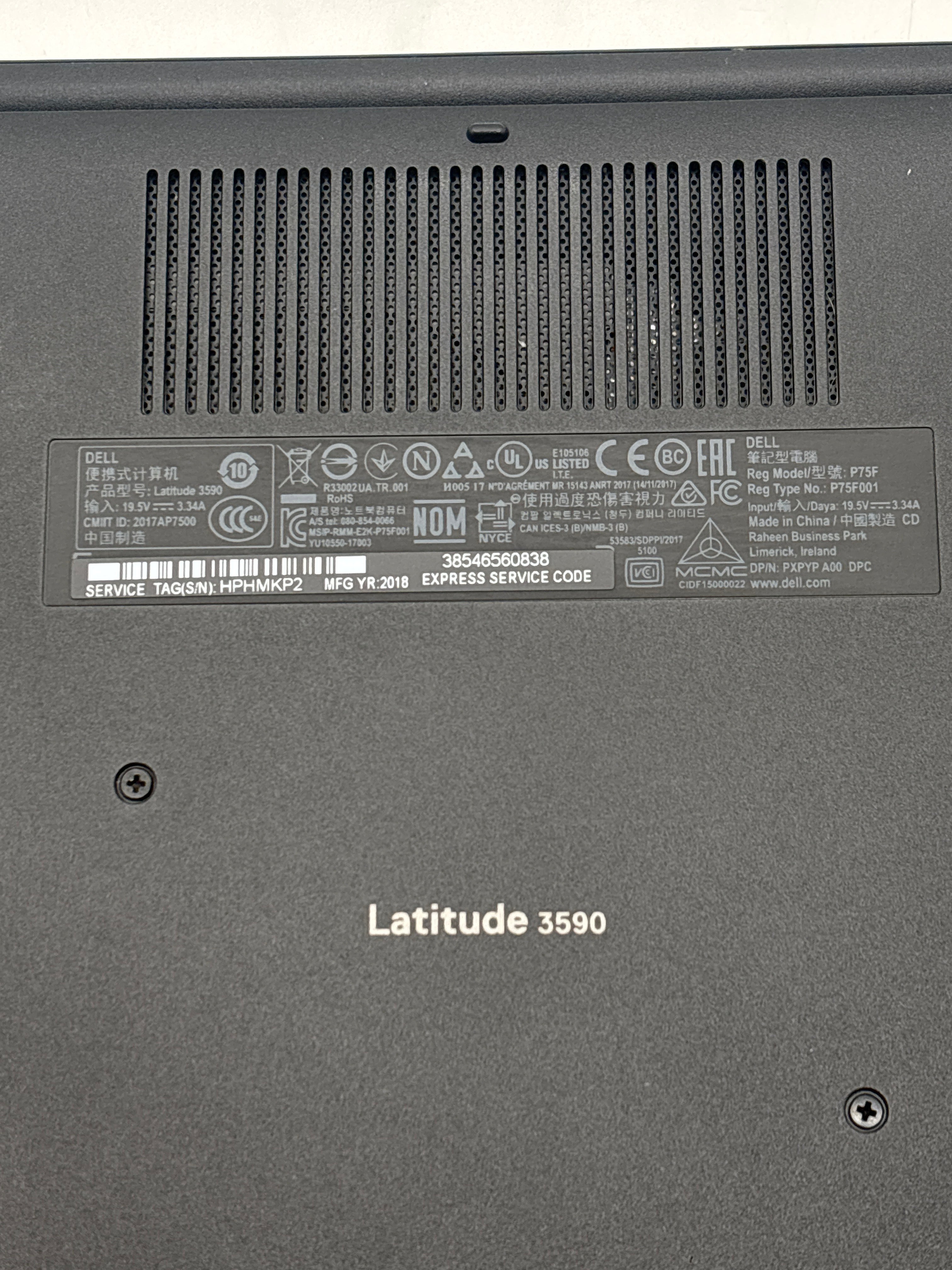 Dell Latitude 3590 i7 8th Gen 8GB RAM 512GB SSD - Bad Battery