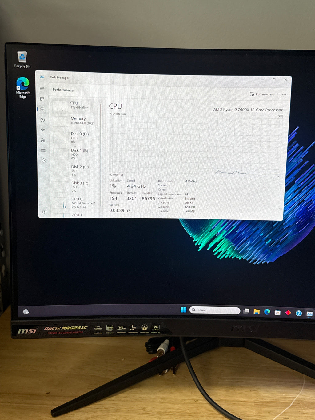HP Omen 45L Ryzen 9 7900X 64GB RAM 4TB HDD + 4TB SSD RTX 4090 (24GB)