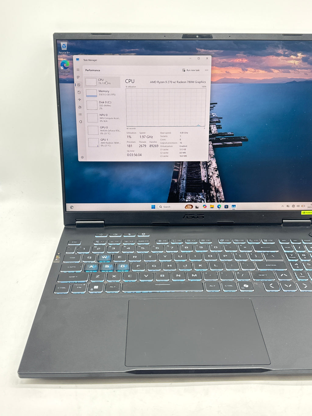 Asus TUF Gaming A16 FA608UP Ryzen 9 270 32GB RAM 1TB SSD RTX 5070 16in - Used