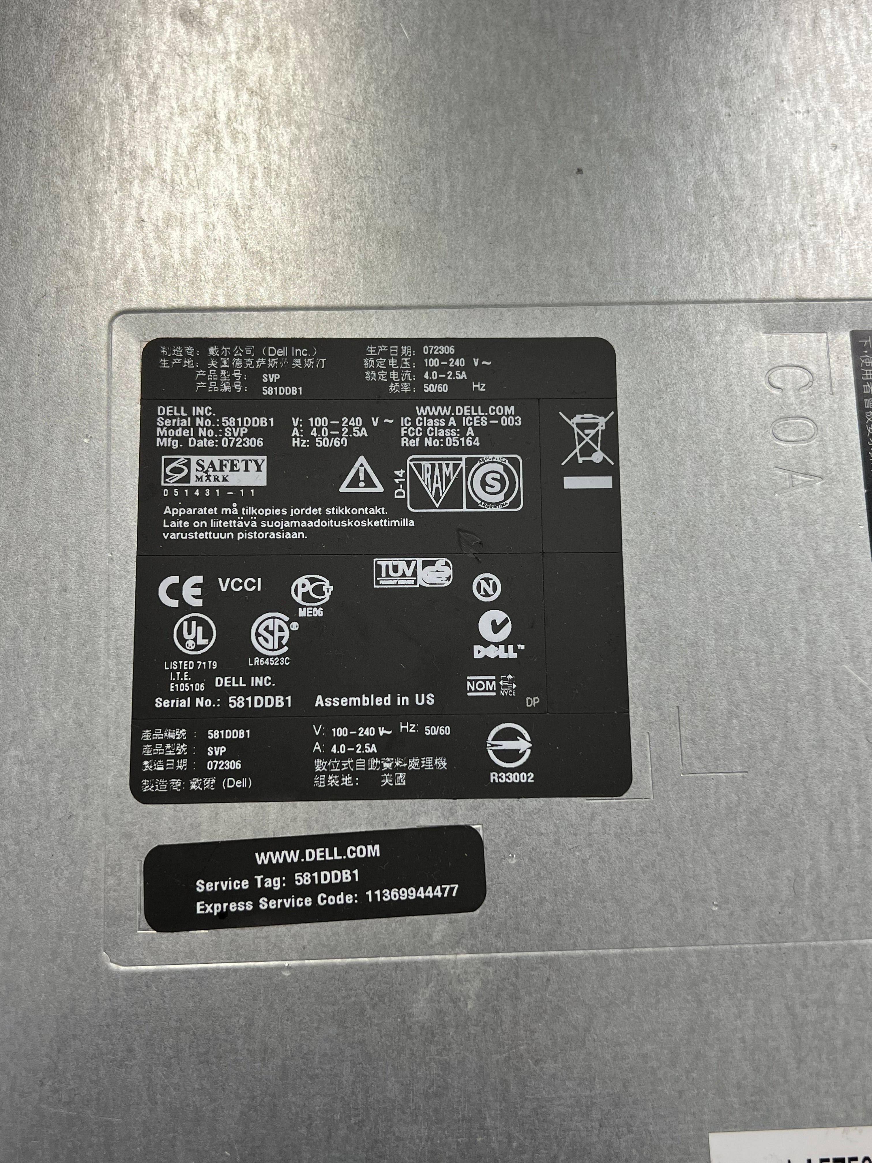 Dell PowerEdge 850 1U Rack Server Pentium 4 2GB DDR2 NO HDD