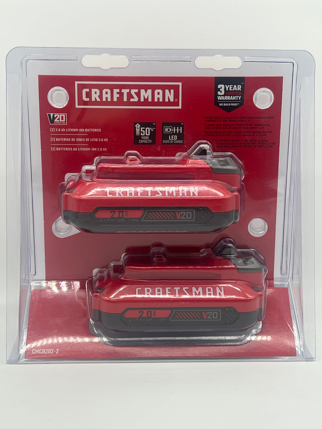 Craftsman CMCB202 20V Lithium-Ion Battery 3Ah (2 Pack) - New In Box