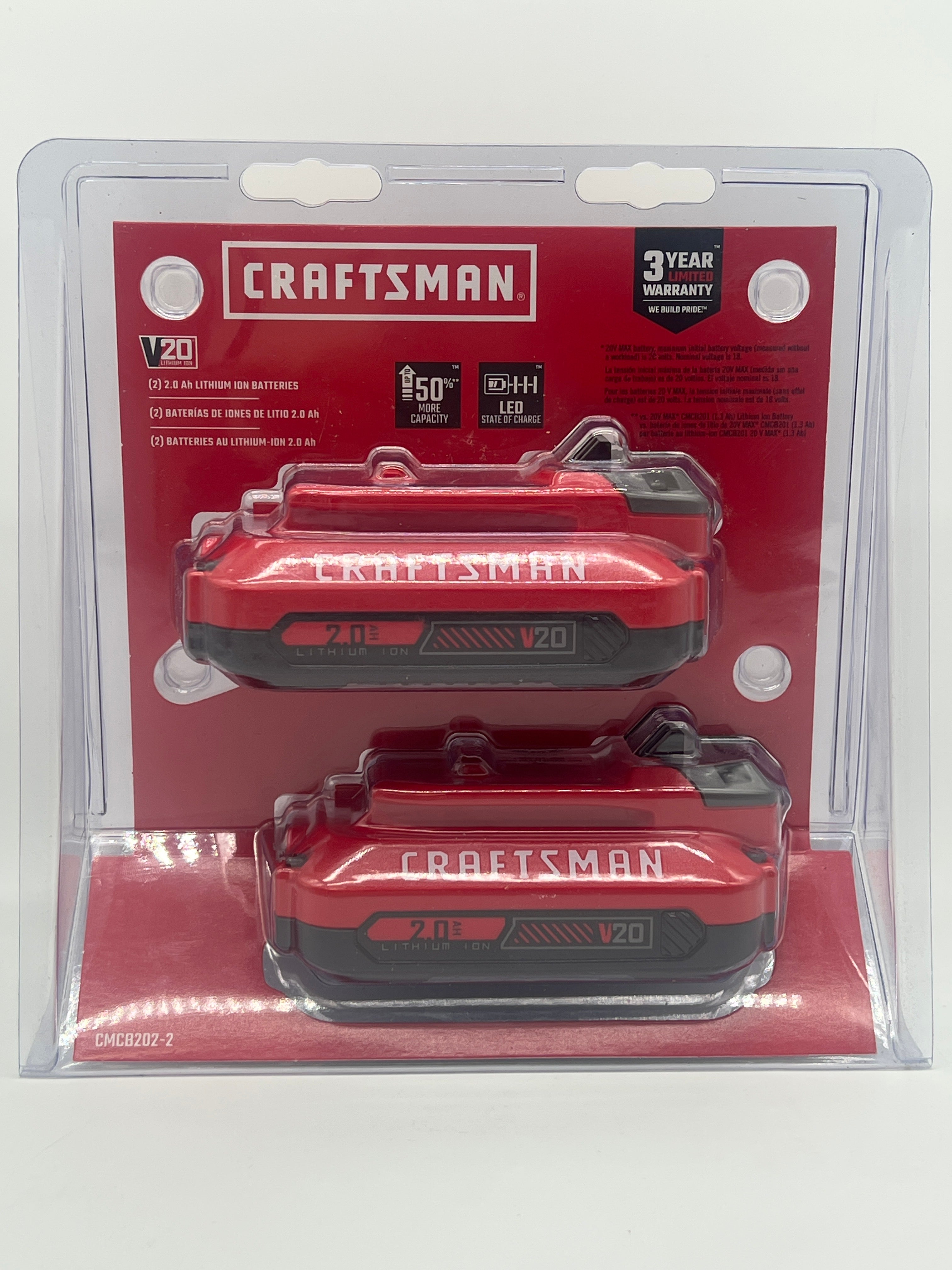 Craftsman CMCB202 20V Lithium-Ion Battery 3Ah (2 Pack) - New In Box