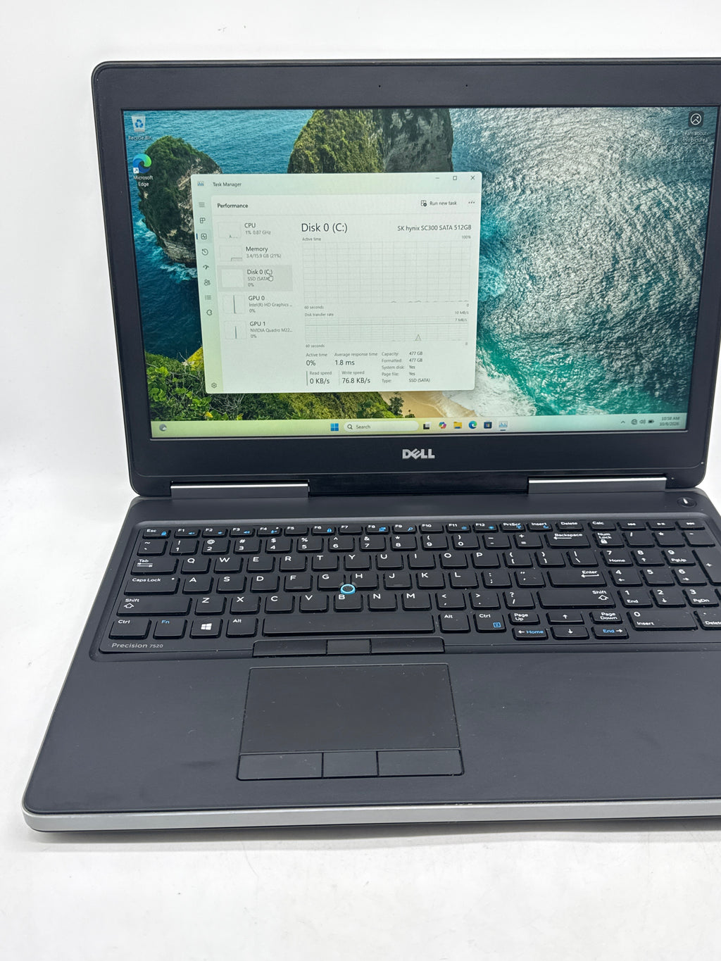 Dell Precision 7520 Core i7 7820HQ 16GB RAM 512GB SSD Quadro M2200 - Used