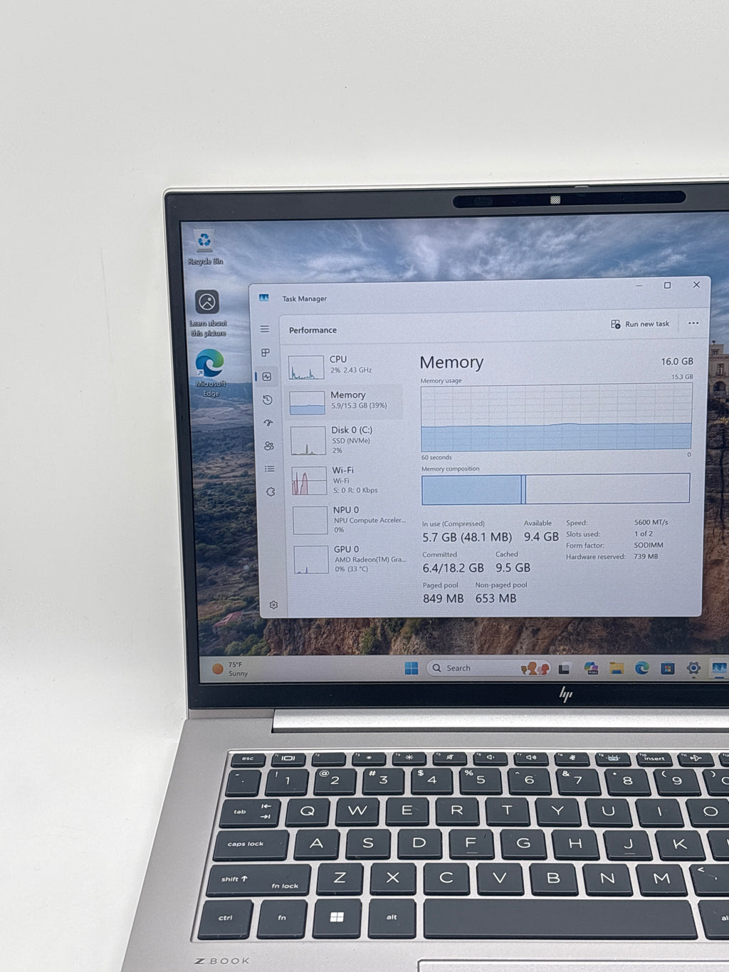HP ZBook Firefly 14 G11 Ryzen 5 Pro 8640HS 16GB RAM 256GB SSD