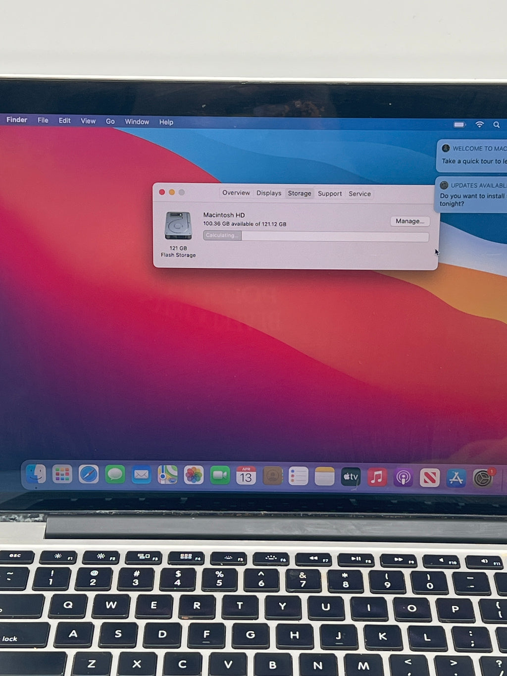 Apple MacBook Pro 13" A1502 i5 4GB RAM 128GB Flash Storage - For Parts (Service Battery)