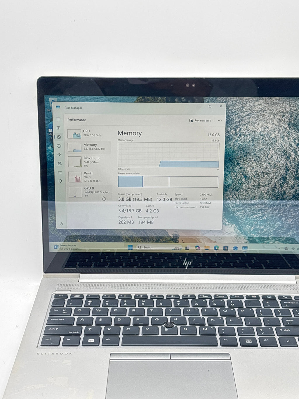 HP EliteBook 840 G5 14" Intel Core i5-8350U 16GB RAM 256GB SSD Silver - Used