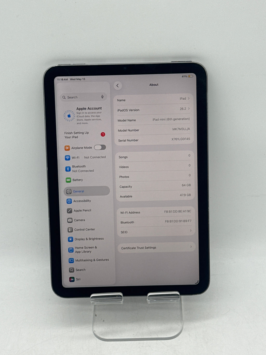 Apple iPad mini 6th Gen A2567 64GB Wi-Fi 8.3" Space Gray - Used