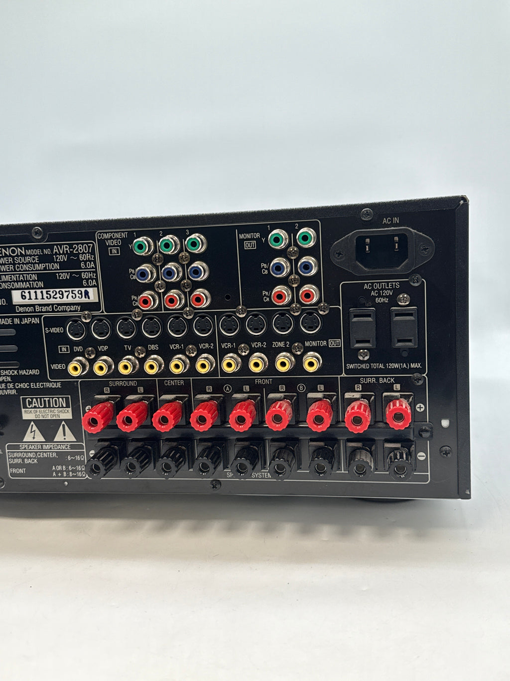 Denon AVR-2807 AL24 7.1 A/V Receiver Black - Used Tested