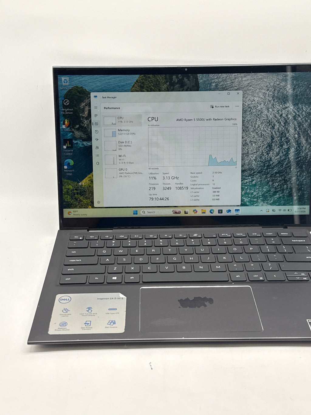 Dell Inspiron 7415 2-in-1 Ryzen 5 5500U 8GB RAM 256GB SSD - Used