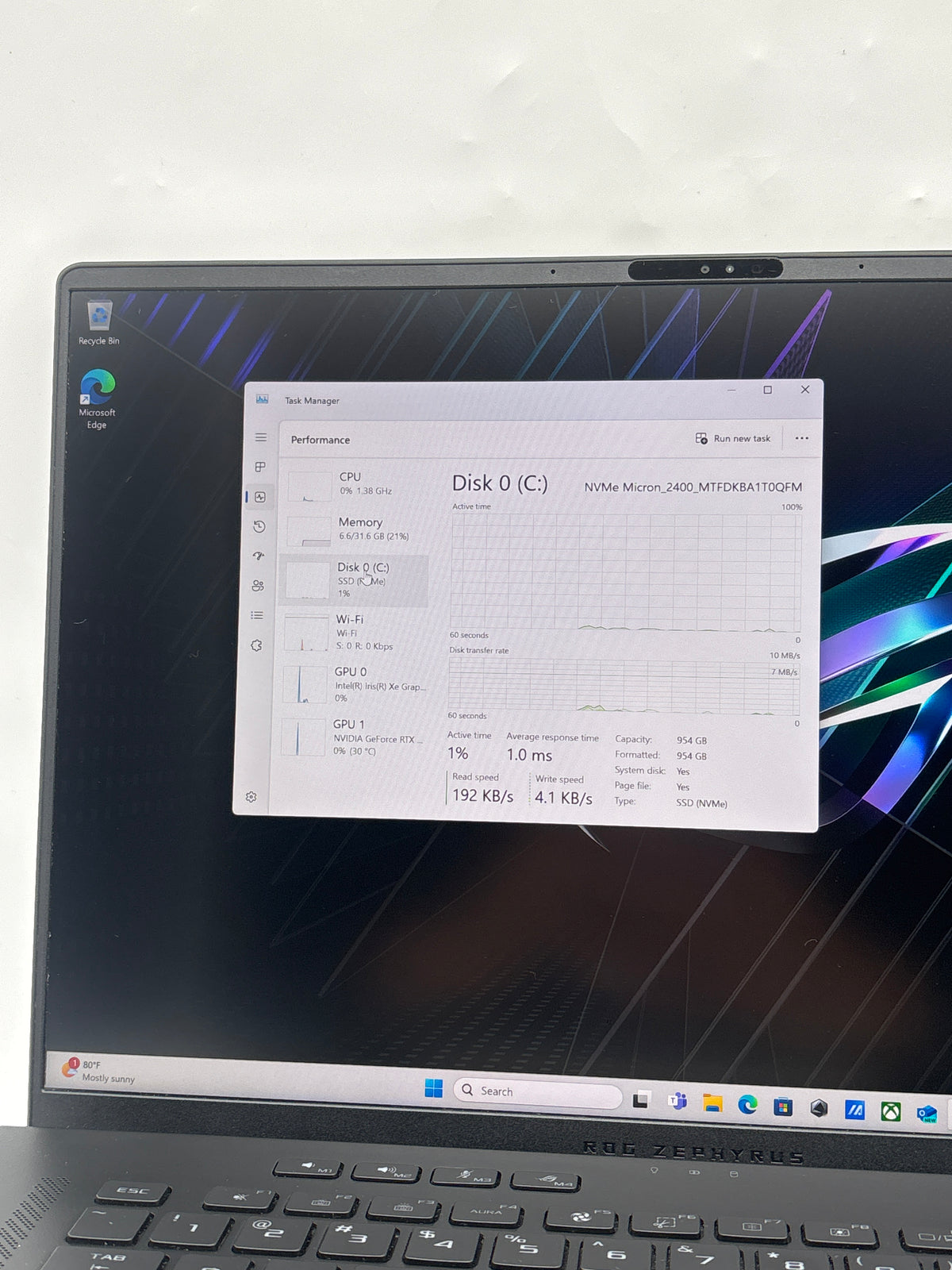 ASUS ROG Zephyrus M16 GU604VI i9-13900H 32GB RAM 1TB SSD RTX 4070 - Used
