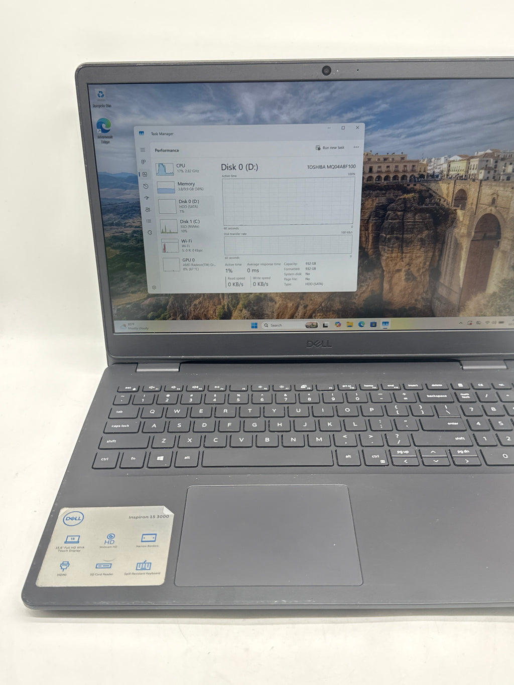 Dell Inspiron 15 3505 AMD Ryzen 5 3450U 12GB RAM 1TB HDD 256GB SSD - Used