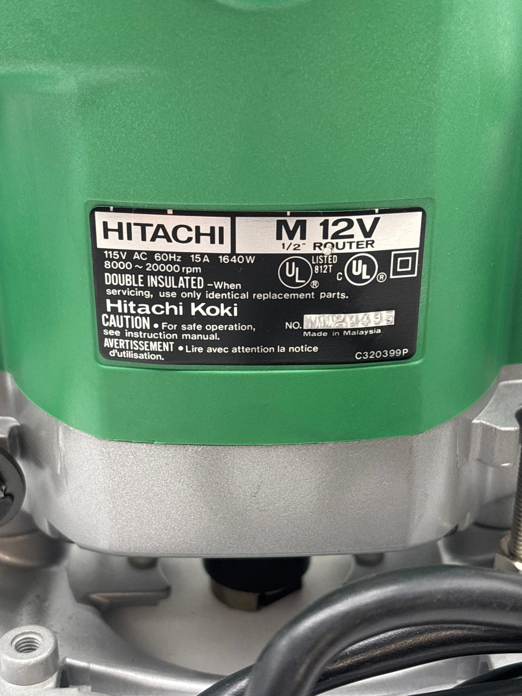 Hitachi M12V 12mm Router Professional Corded Electric - Used With Box