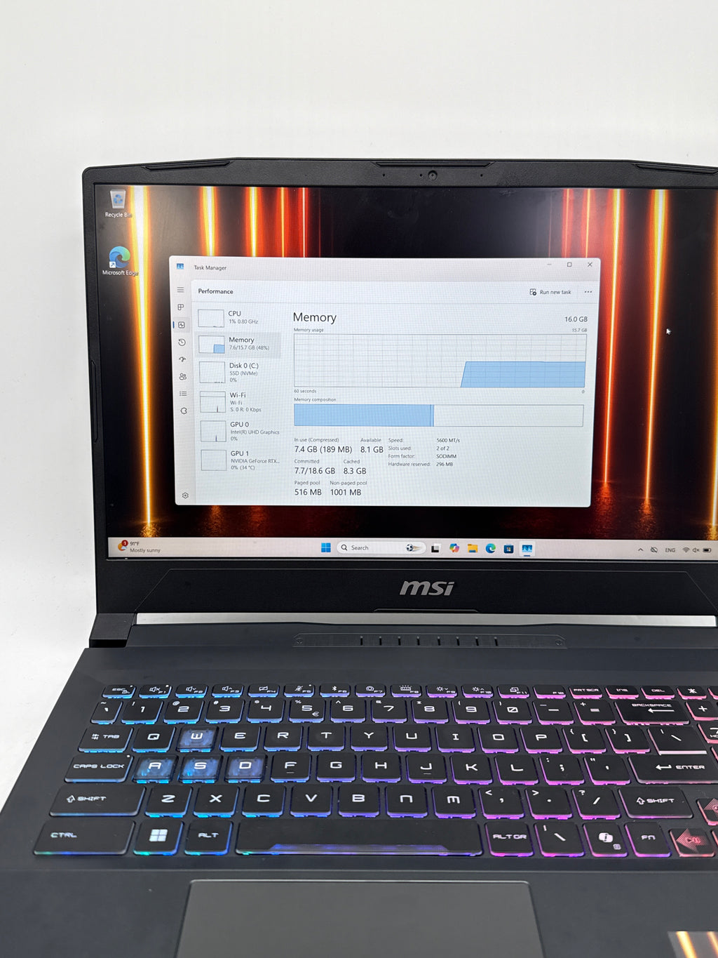 MSI Katana 15 HX B14WEK i7-14650HX 16GB RAM 512GB SSD RTX 5050 - Used