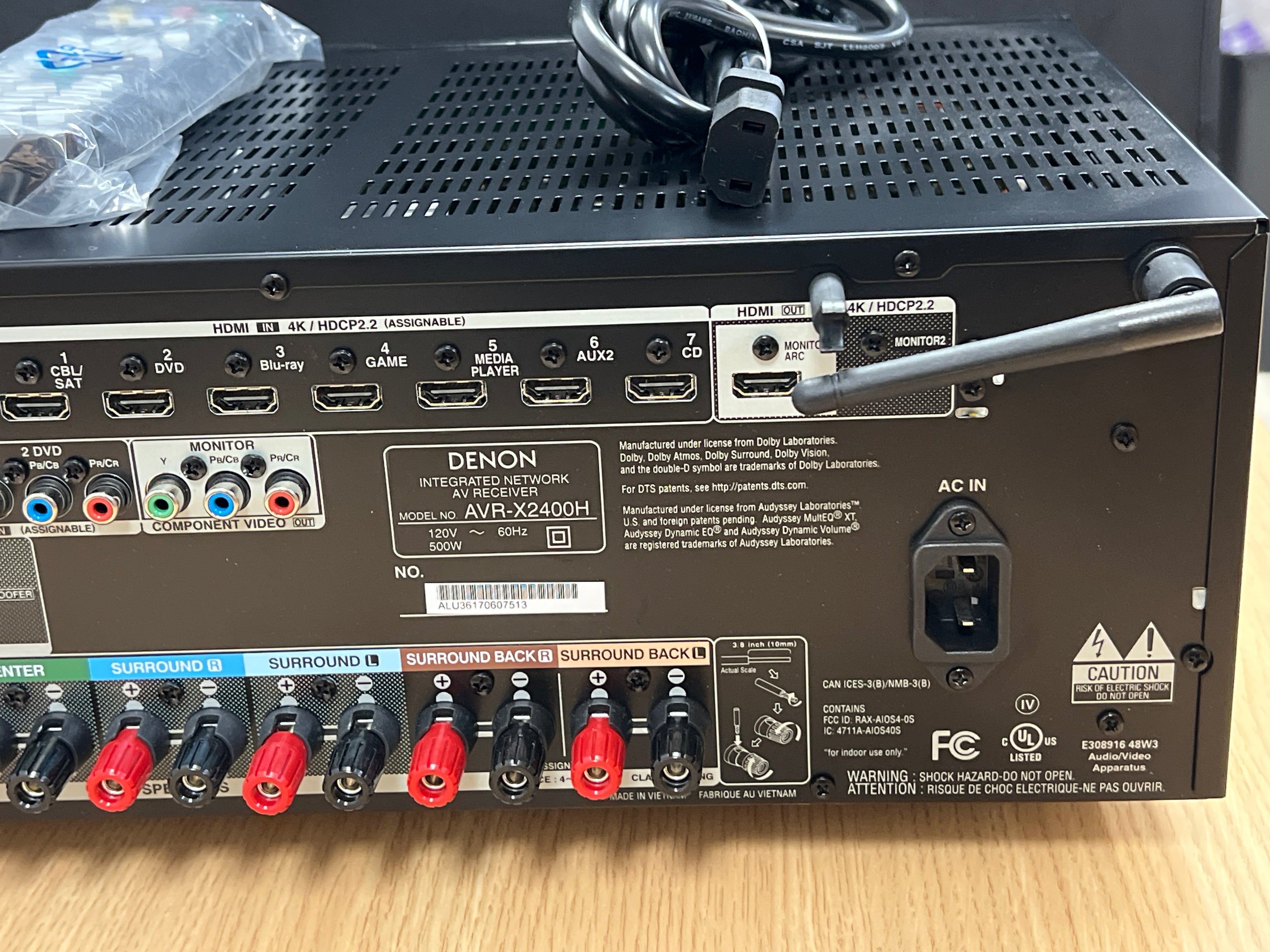 Denon AVR-X2500H 7.2ch A/V Receiver -