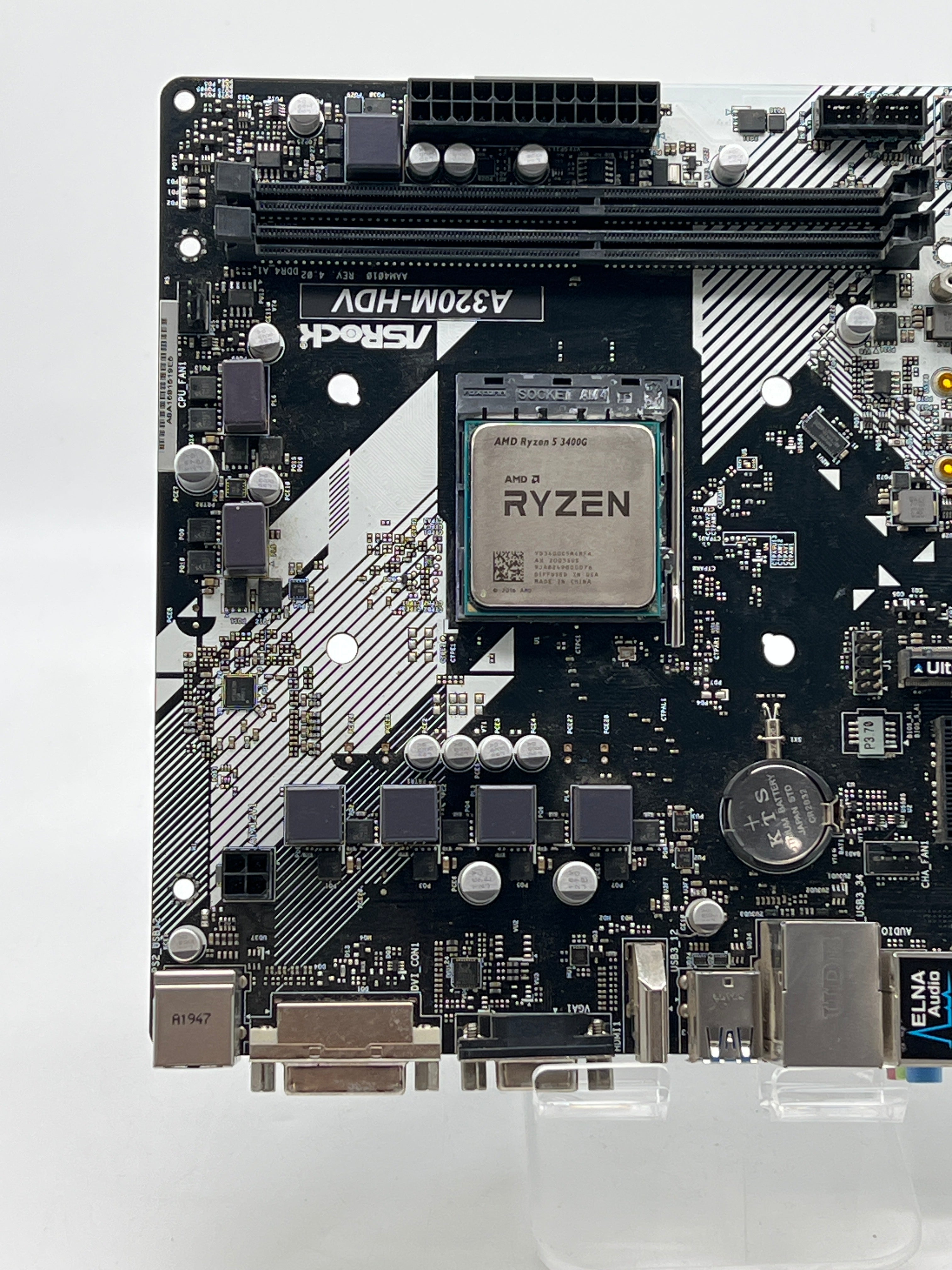 ASRock A320M-HDV AM4 Motherboard w AMD Ryzen 5 3400G - Used