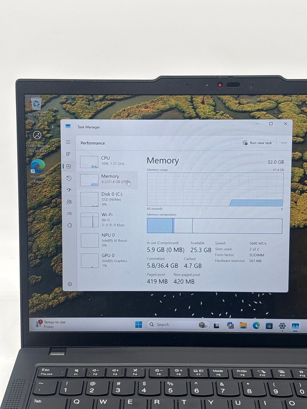 Lenovo ThinkPad T14 Gen 5 14-inch Ultra 7 165U 32GB 1TB Black Laptop - Used