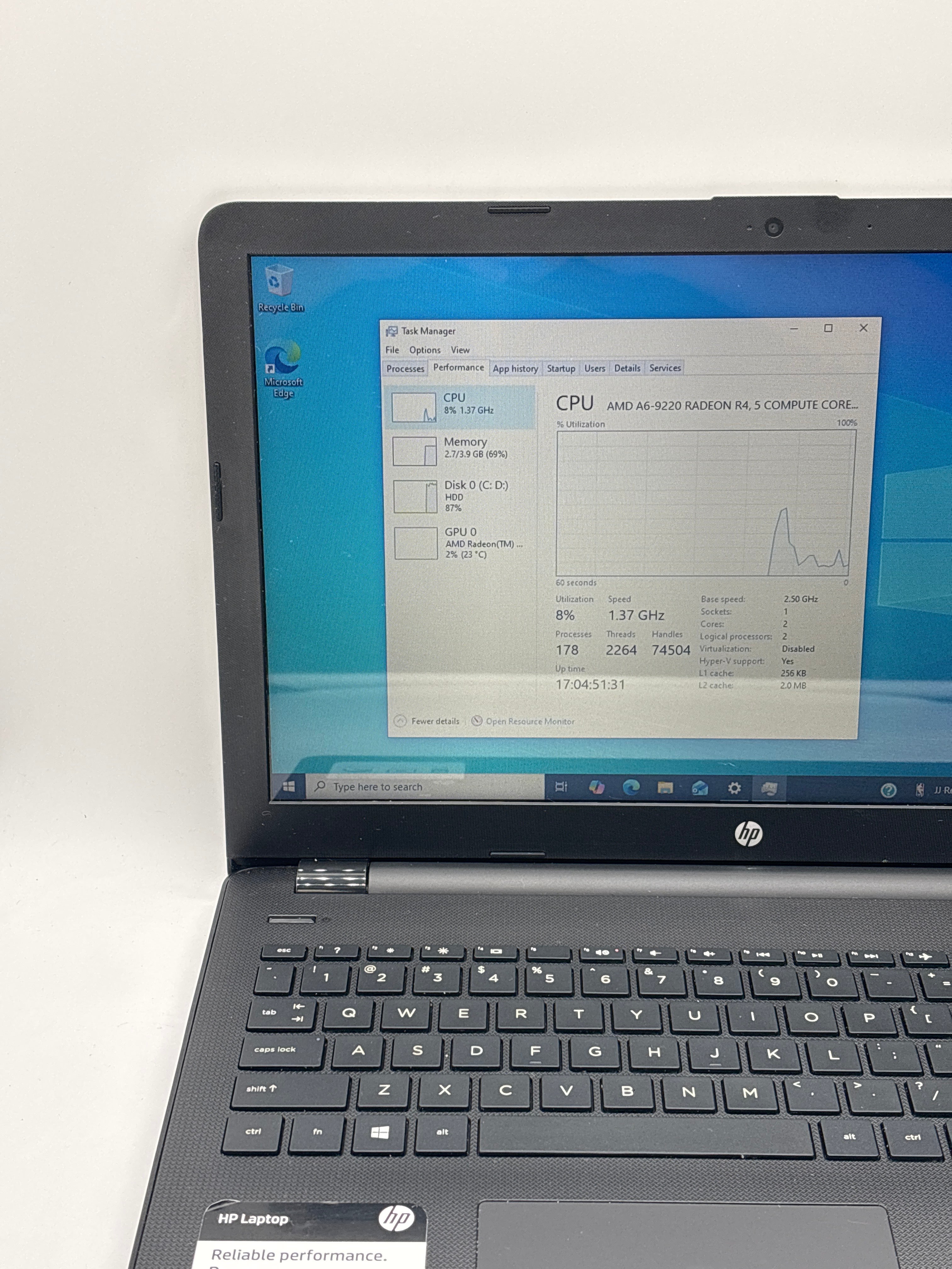 HP 15-bw075nr AMD A6-9220 4GB RAM 500GB HDD