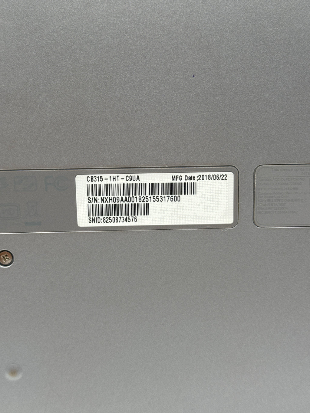 Acer Chromebook N17Q9 Celeron N3350 4GB RAM 32GB eMMC