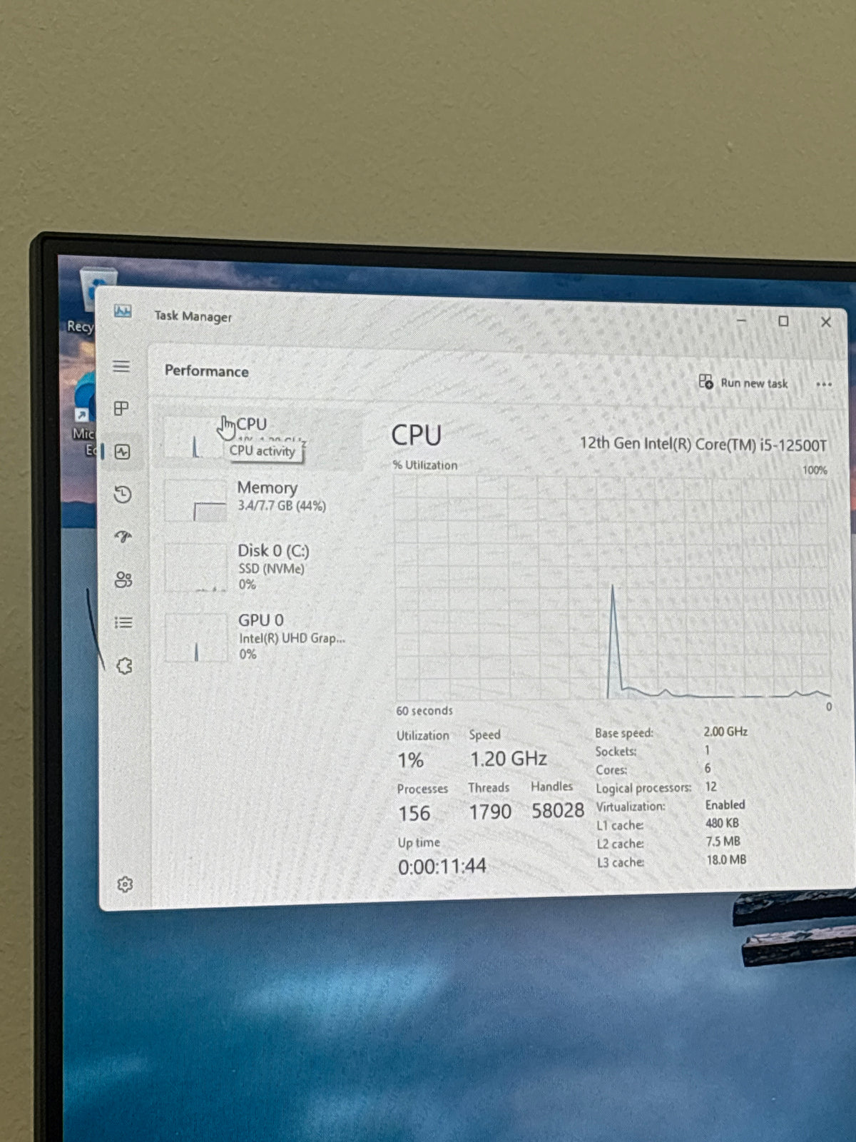 Dell OptiPlex 3000 Micro i5-12500T 8GB RAM 256GB NVMe SSD Black Win11 - Used
