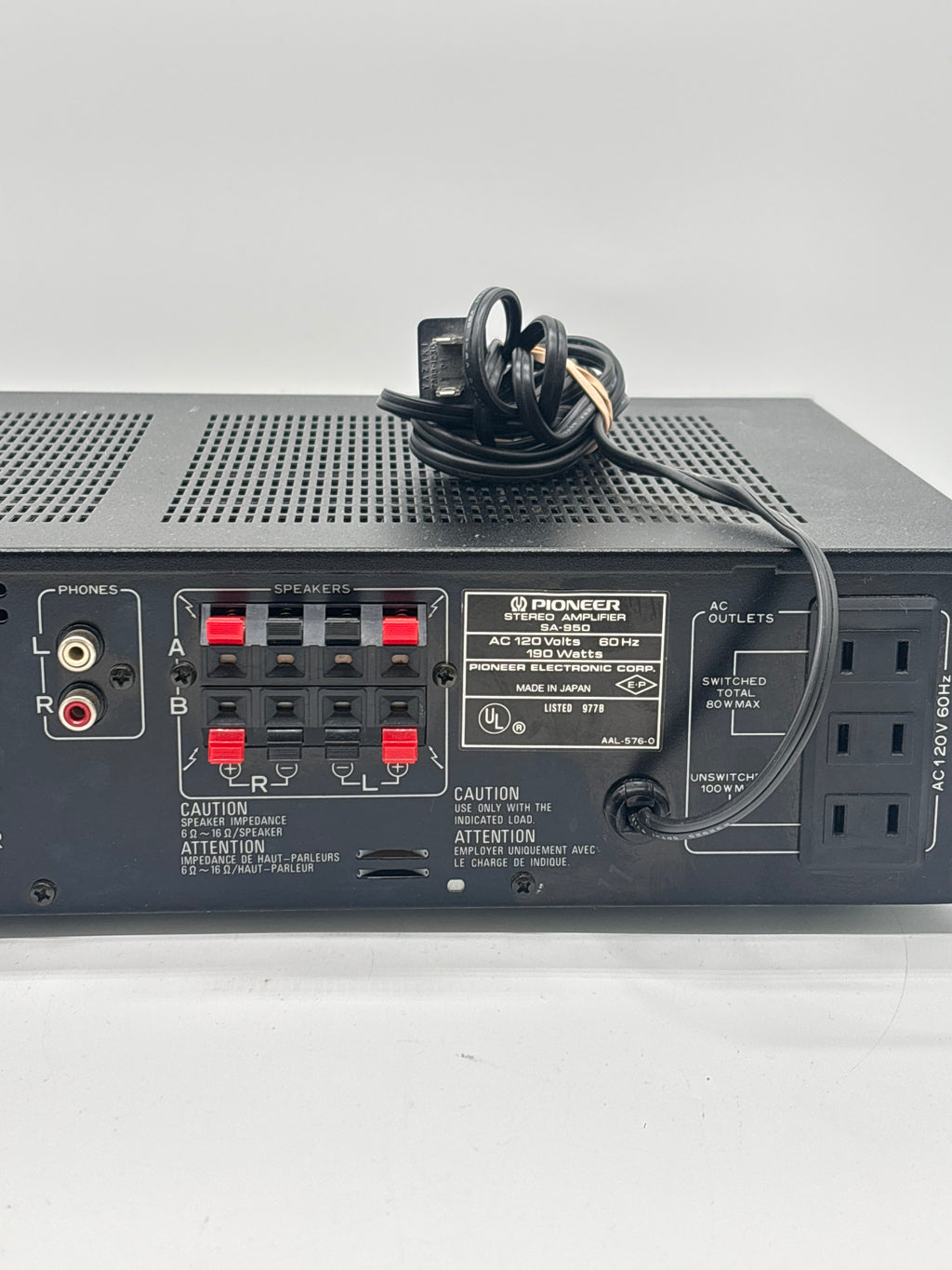 Pioneer Amplifier SA-950 Integrated Amplifier Silver Untested - Does not power on