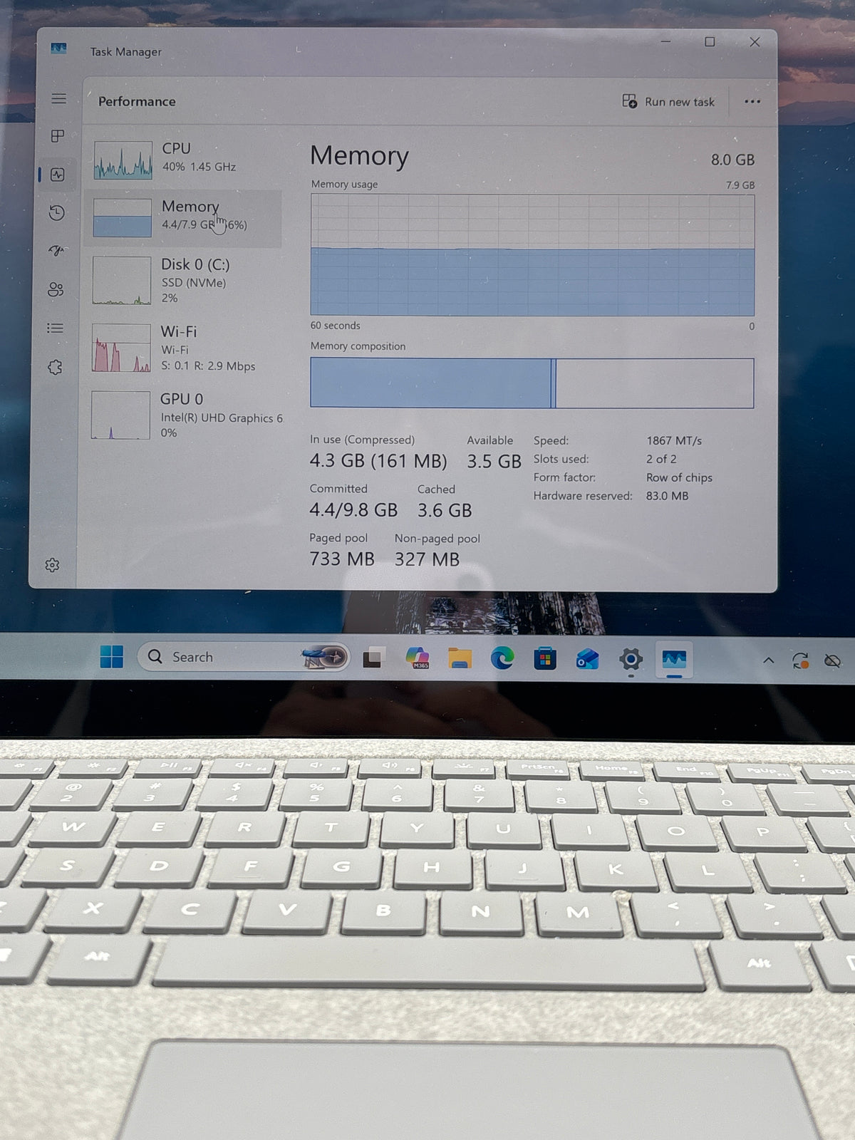 Microsoft Surface Laptop 1769 13" Intel Core i5-8350U 8GB RAM 256GB SSD Silver - Used