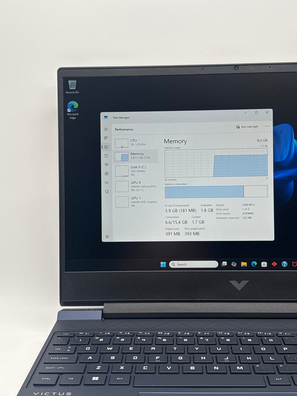 HP Victus 15-fa0033dx 15.6" i5 12th Gen 8GB RAM 512GB RTX 3050 Blue