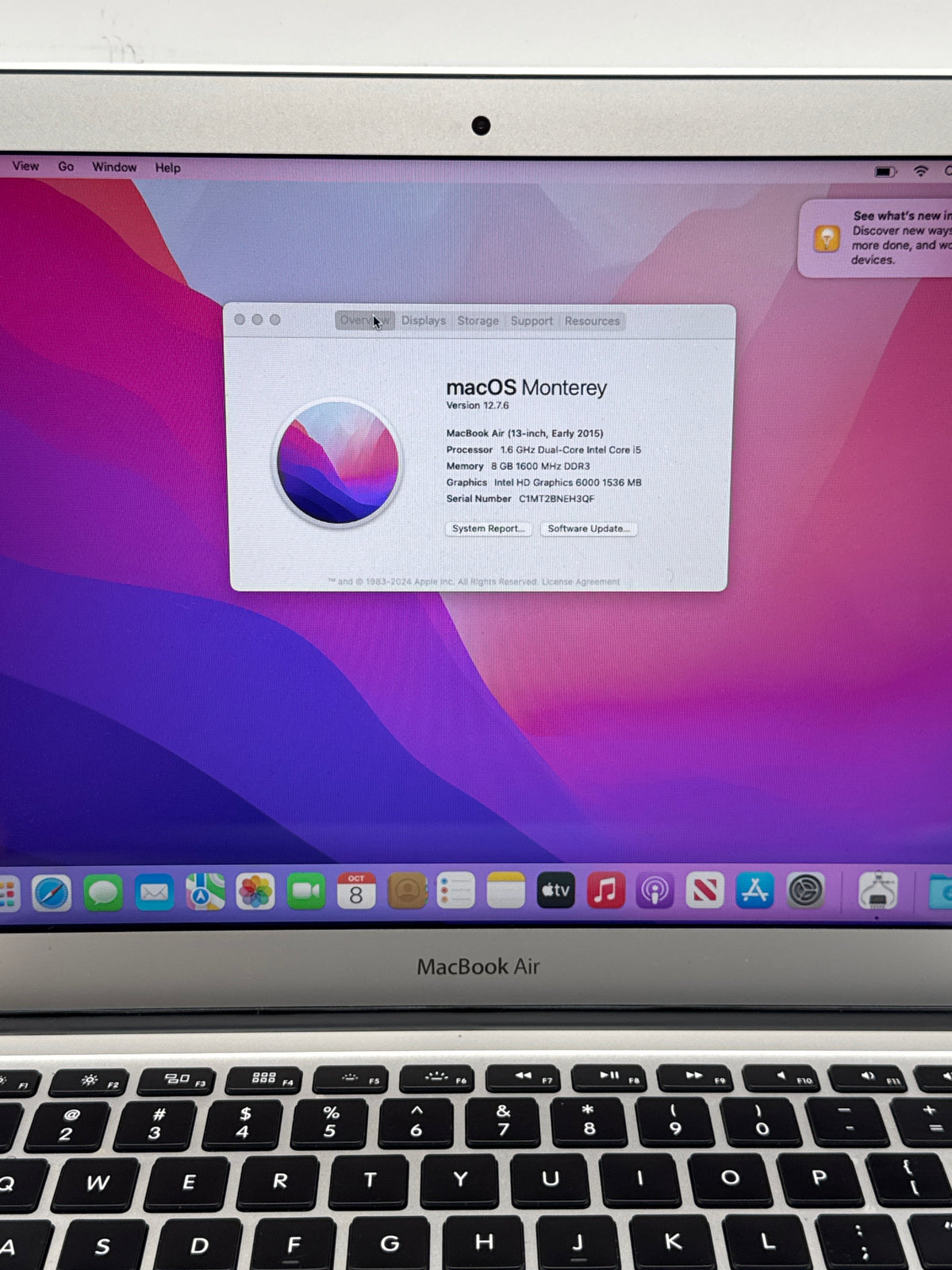 Apple MacBook Air 13in A1466 2015 Core i5 8GB RAM 256GB Flash - Used
