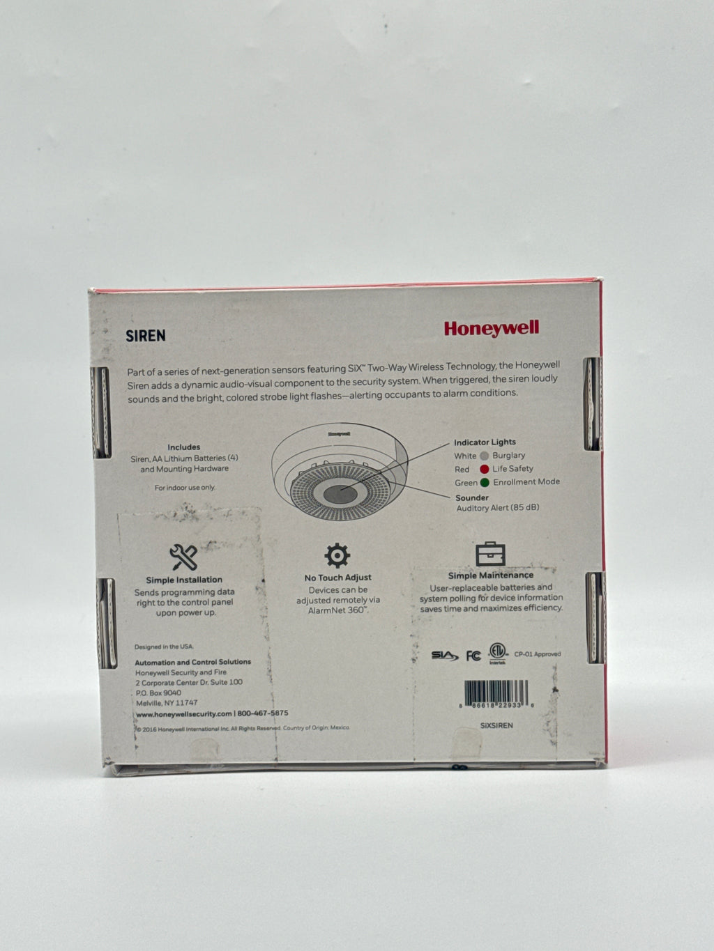 Honeywell SiXSIREN Wireless Indoor Siren 85dB White - New