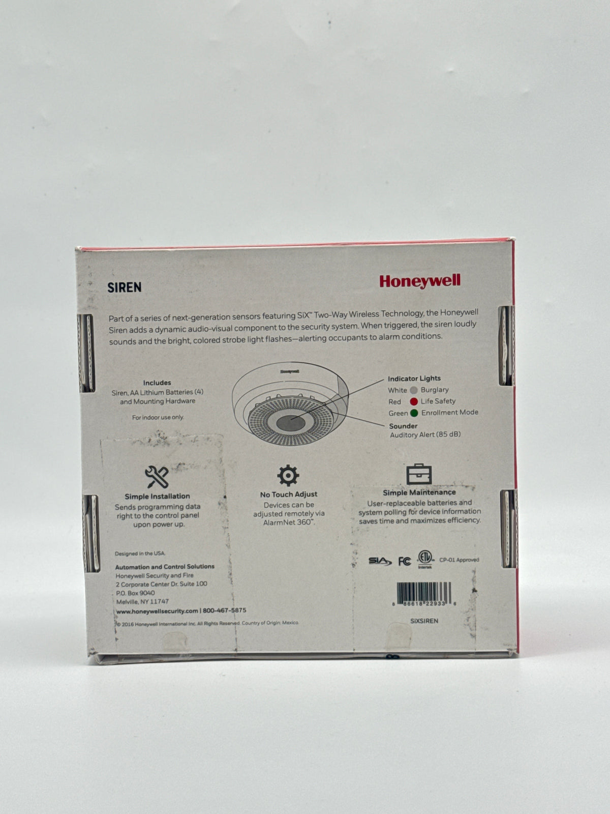 Honeywell SiXSIREN Wireless Indoor Siren 85dB White - New