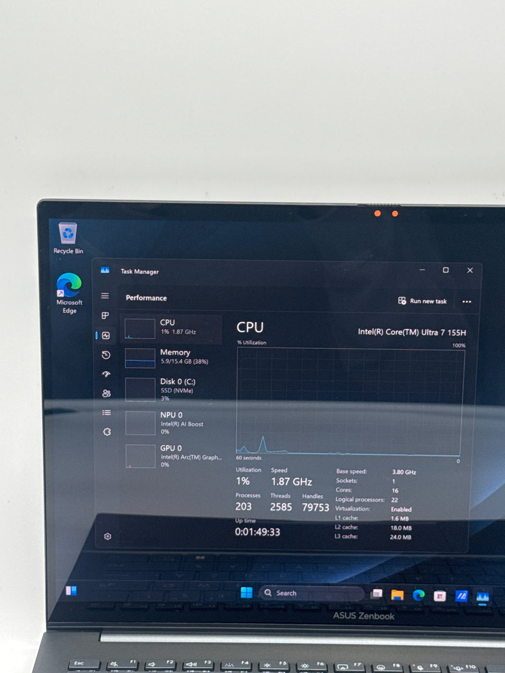 Asus Zenbook 14 Q425M OLED Touch Ultra 7 155H 16GB RAM 1TB SSD - Used