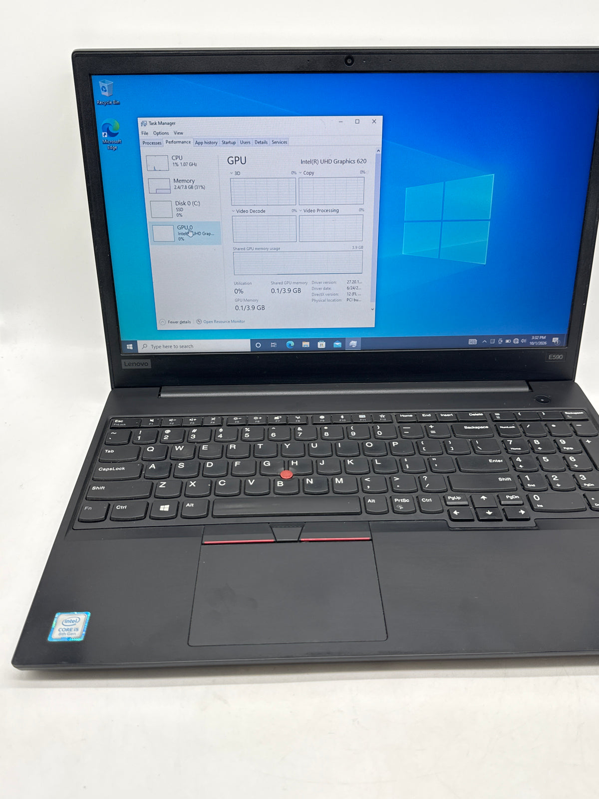 Lenovo ThinkPad E590 15.6in Core i5 8265U 8GB RAM 512GB SSD - Used