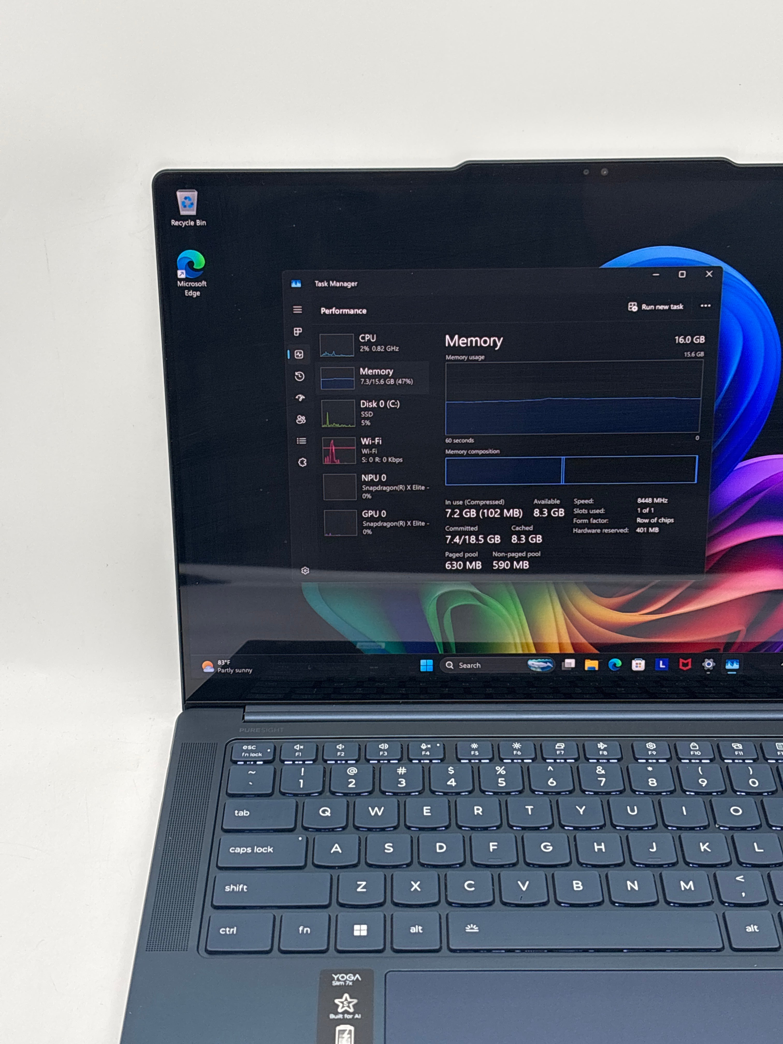 Lenovo Yoga Slim 7 14Q8X9 Snapdragon X Elite X1E78100 16GB RAM 512GB SSD